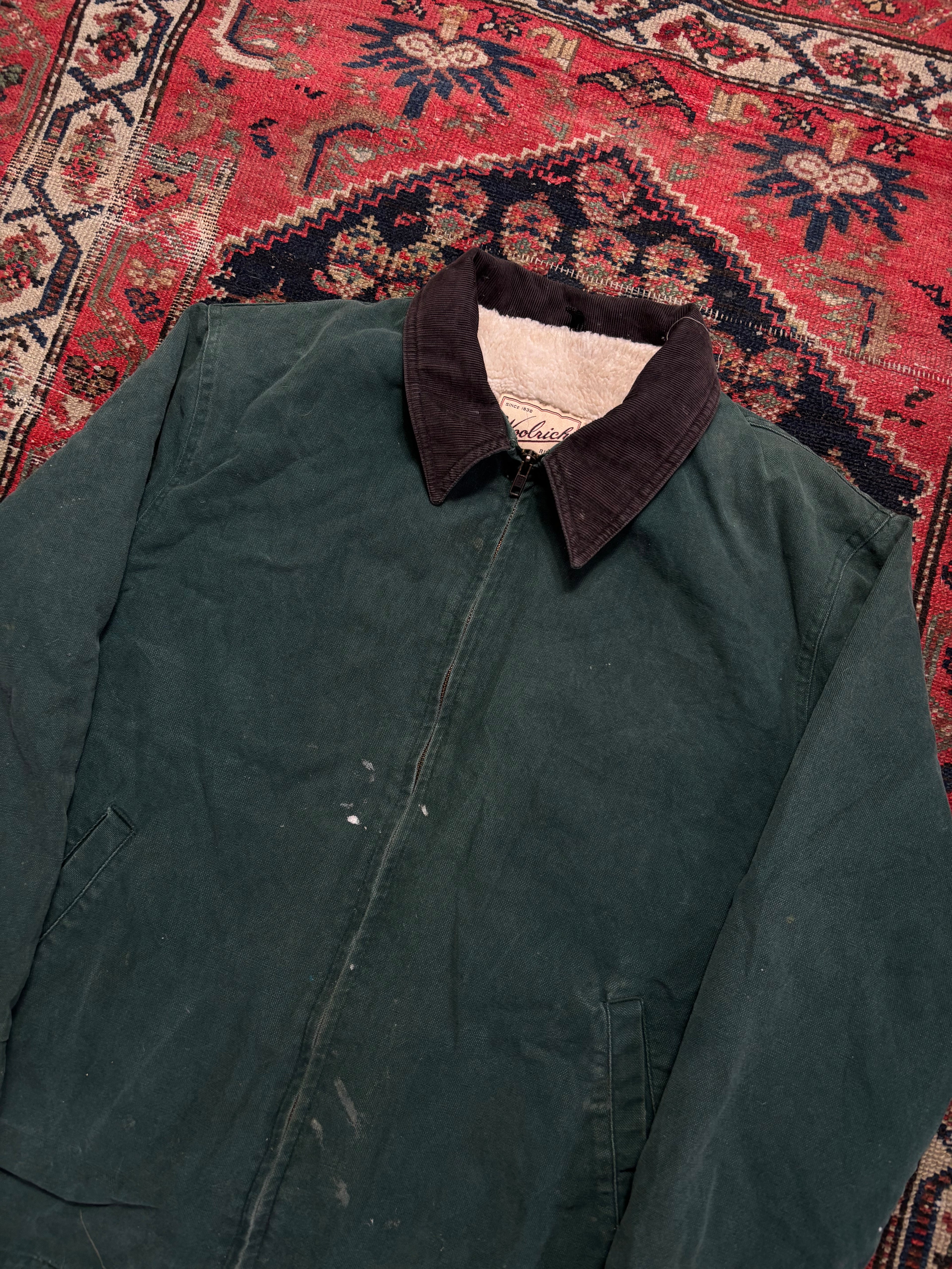 VINTAGE GREEN WOOL LINED WOOLRICH DETROIT JACKET SIZE MEDIUM