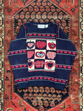 VINTAGE HAND-EMBROIDERED NAVY APPLE KNIT SIZE MEDIUM