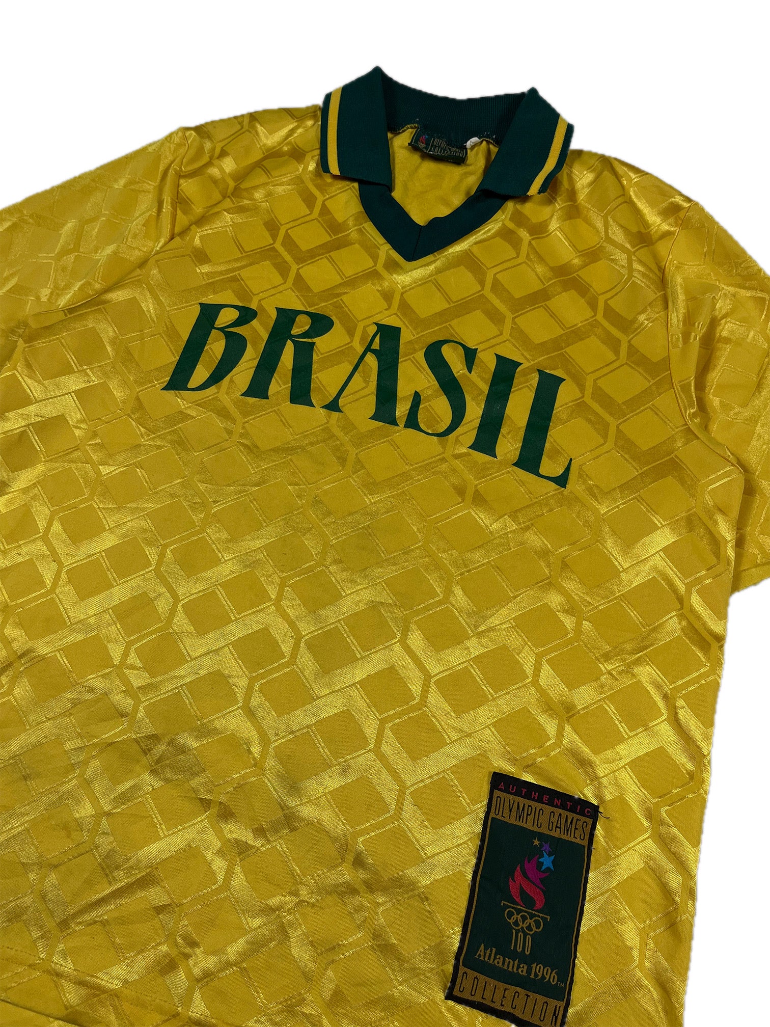 VINTAGE “1996” OLYMPIC GAMES BRAZIL SOCCER JERSEY SIZE LARGE
