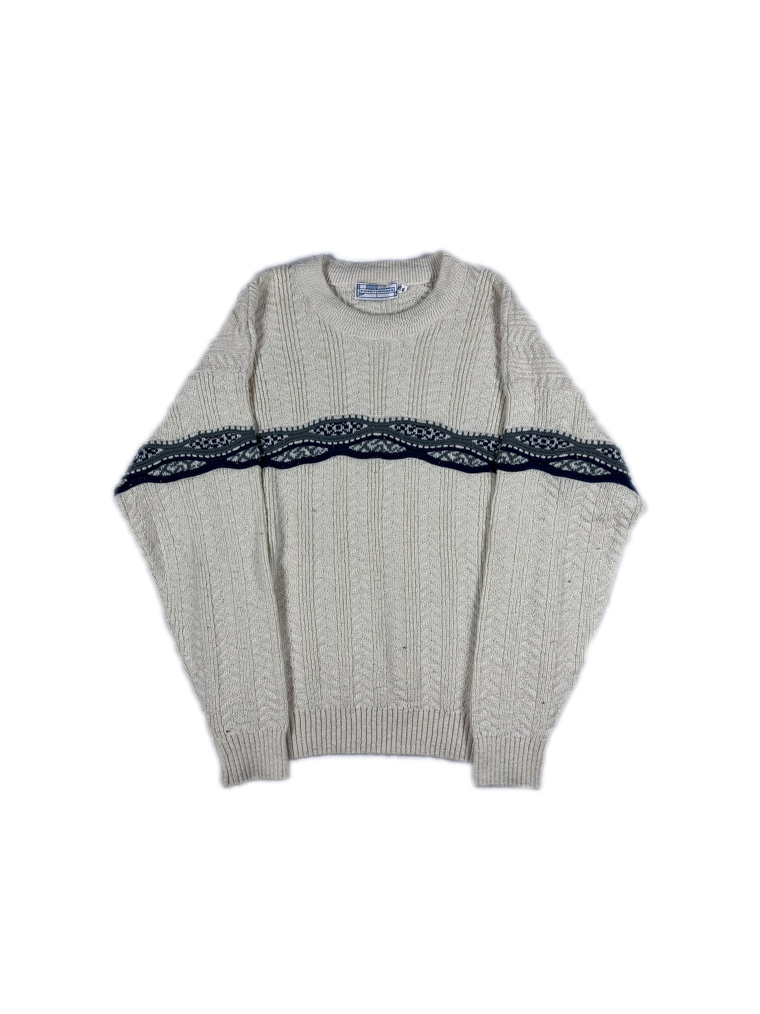 VINTAGE CREAM PATTERN KNIT SWEATER SIZE XL
