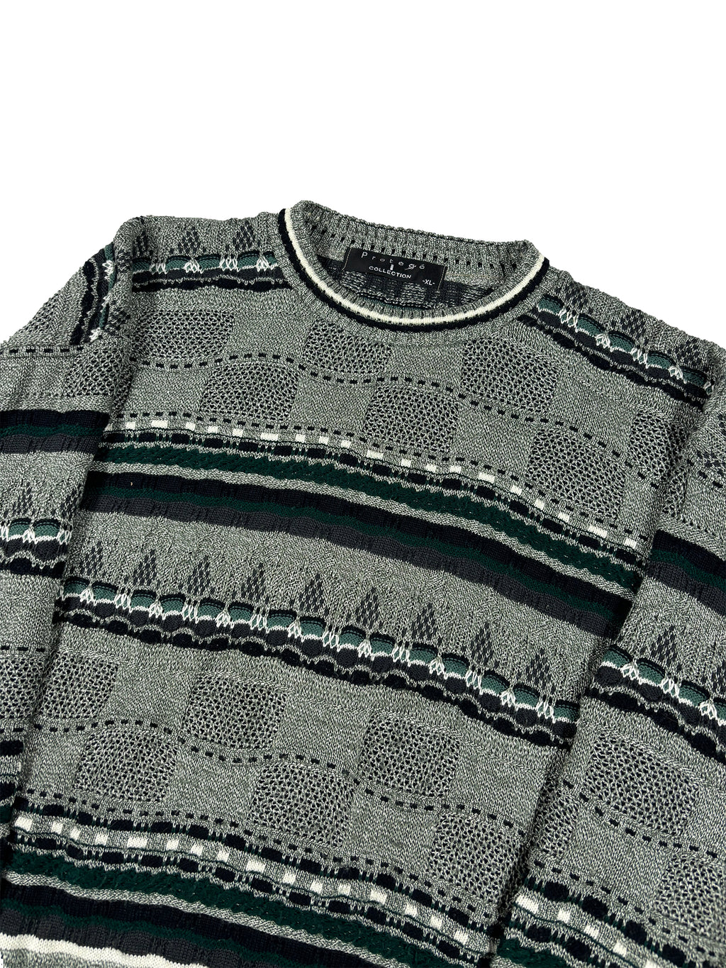 VINTAGE GREEN AND GRAY PATTERNED KNIT SIZE XL