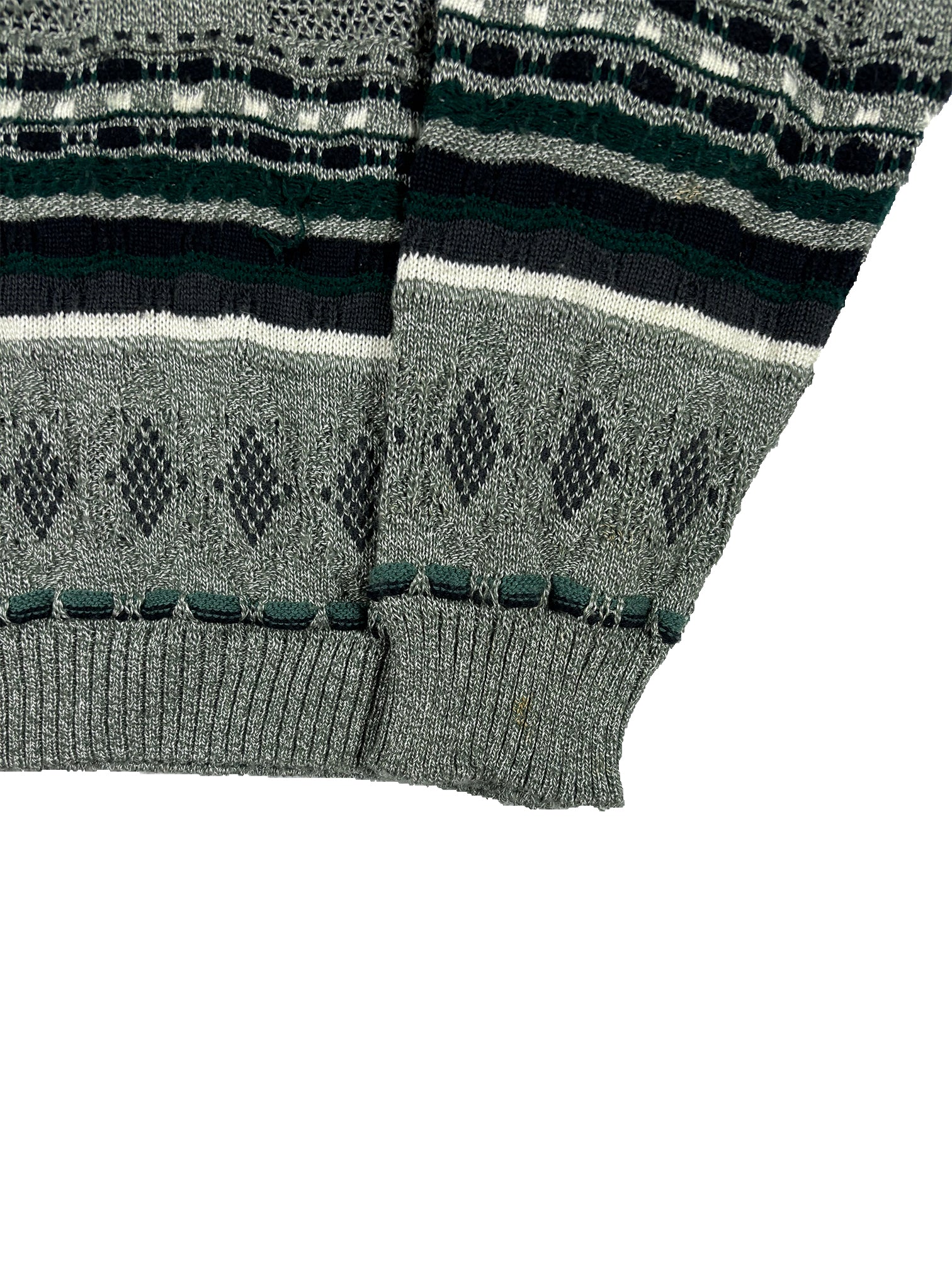 VINTAGE GREEN AND GRAY PATTERNED KNIT SIZE XL