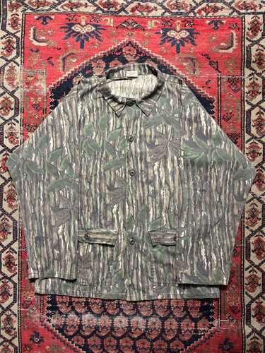 VINTAGE CAMO BUTTON UP CHORE JACKET SIZE LARGE