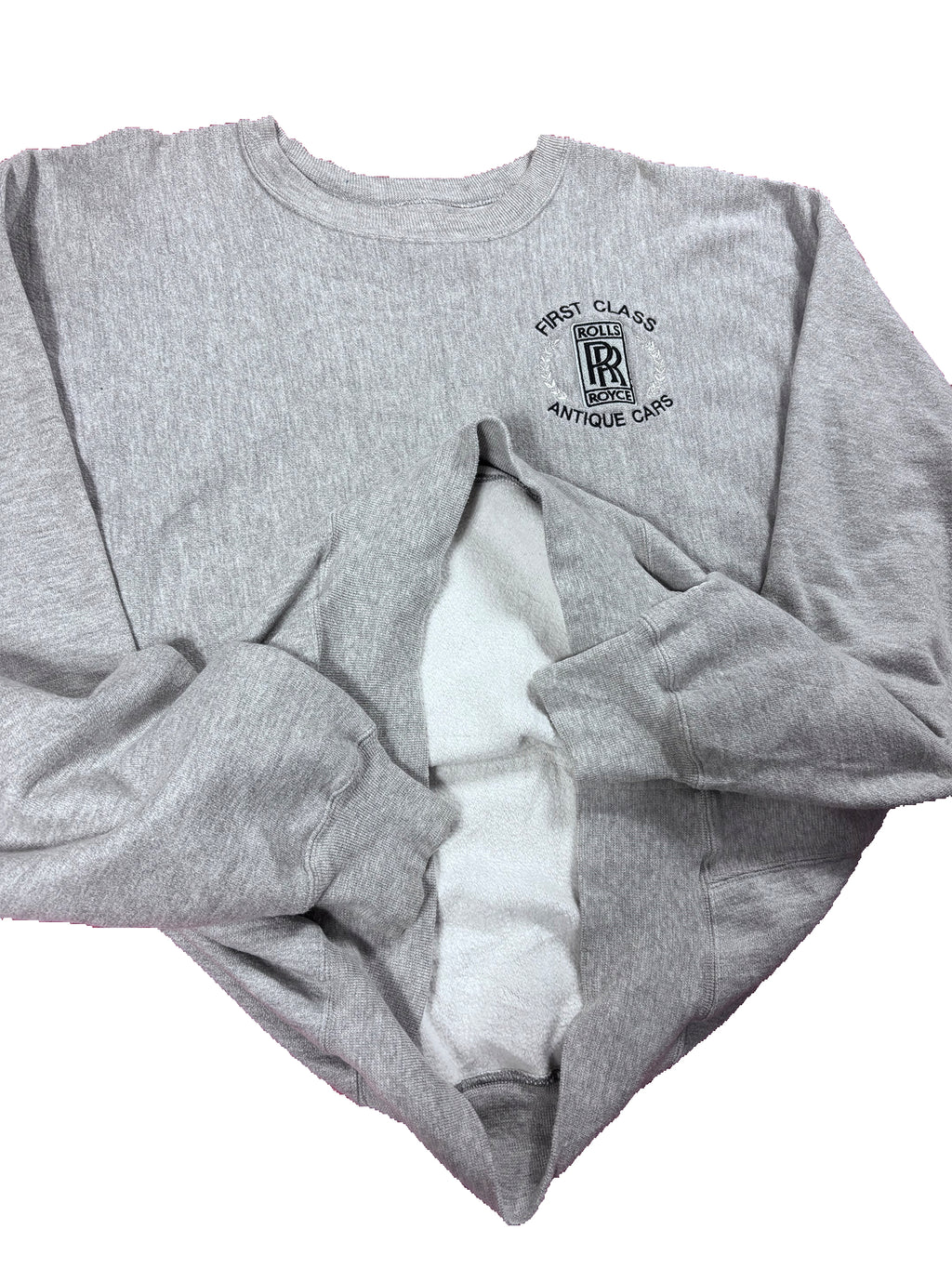 VINTAGE GREY ROLLS ROYCE REVERSE WEAVE CREWNECK SIZE XXL