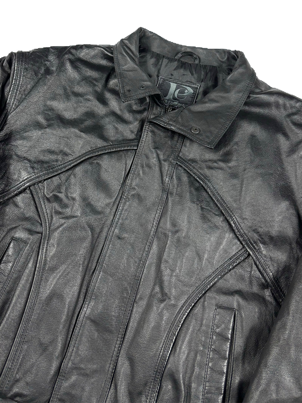 VINTAGE PELLE BLACK LEATHER BOMBER JACKET SIZE LARGE