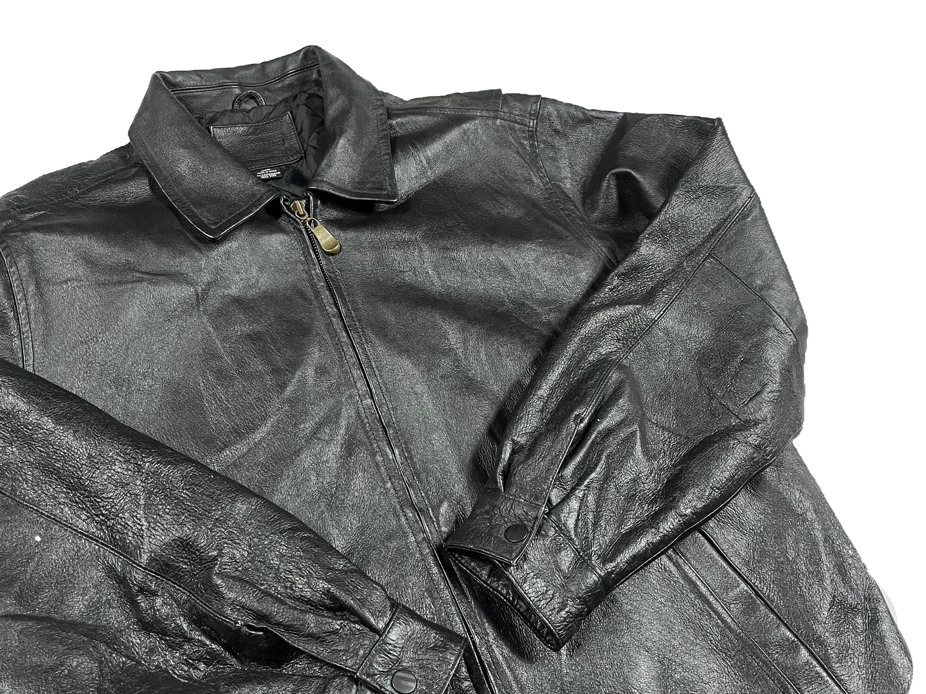 VINTAGE BLACK LEATHER JACKET SIZE LARGE