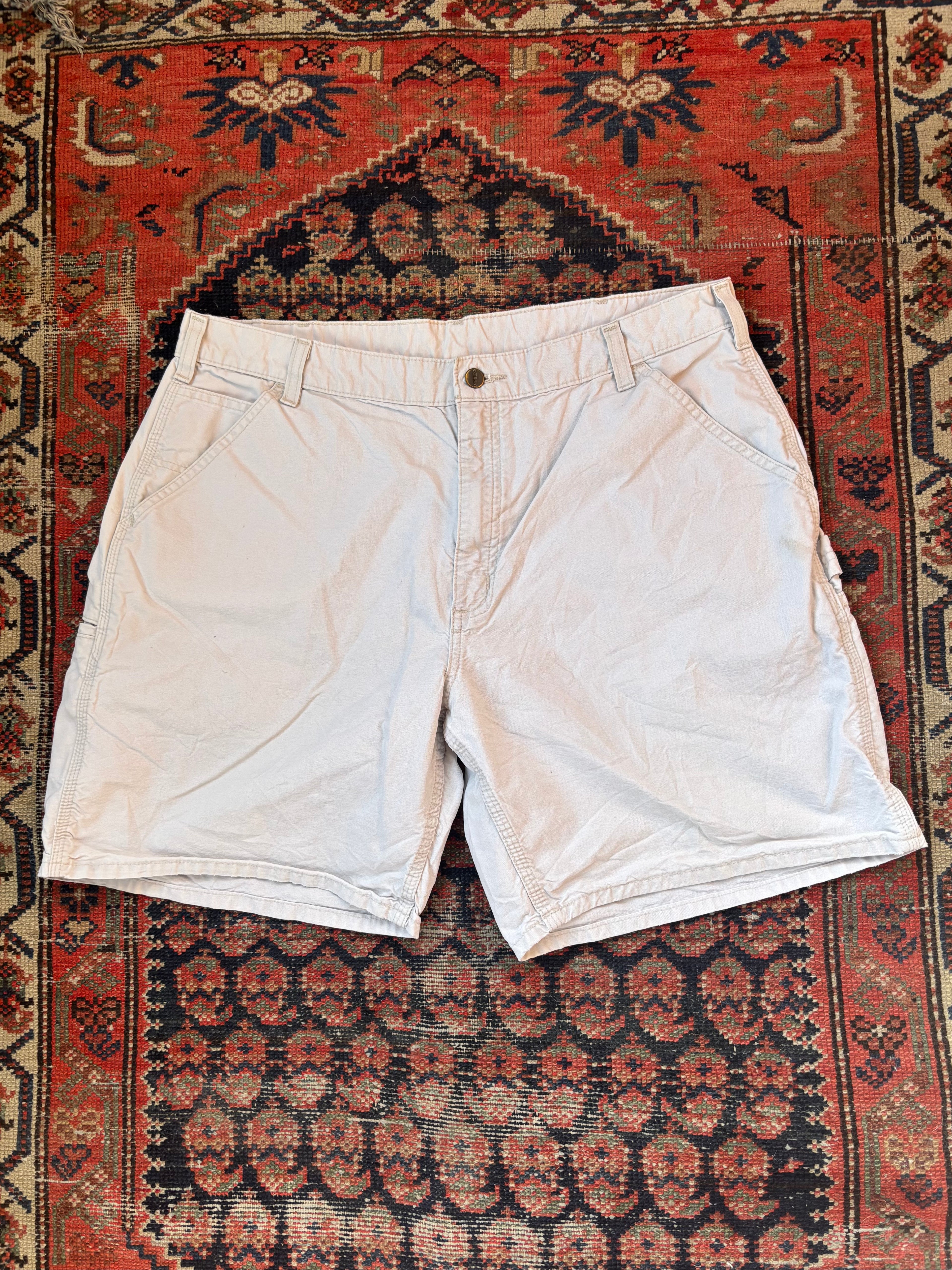 VINTAGE BAGGIE WHITE CARHARTT CARPENTER SHORTS W/36