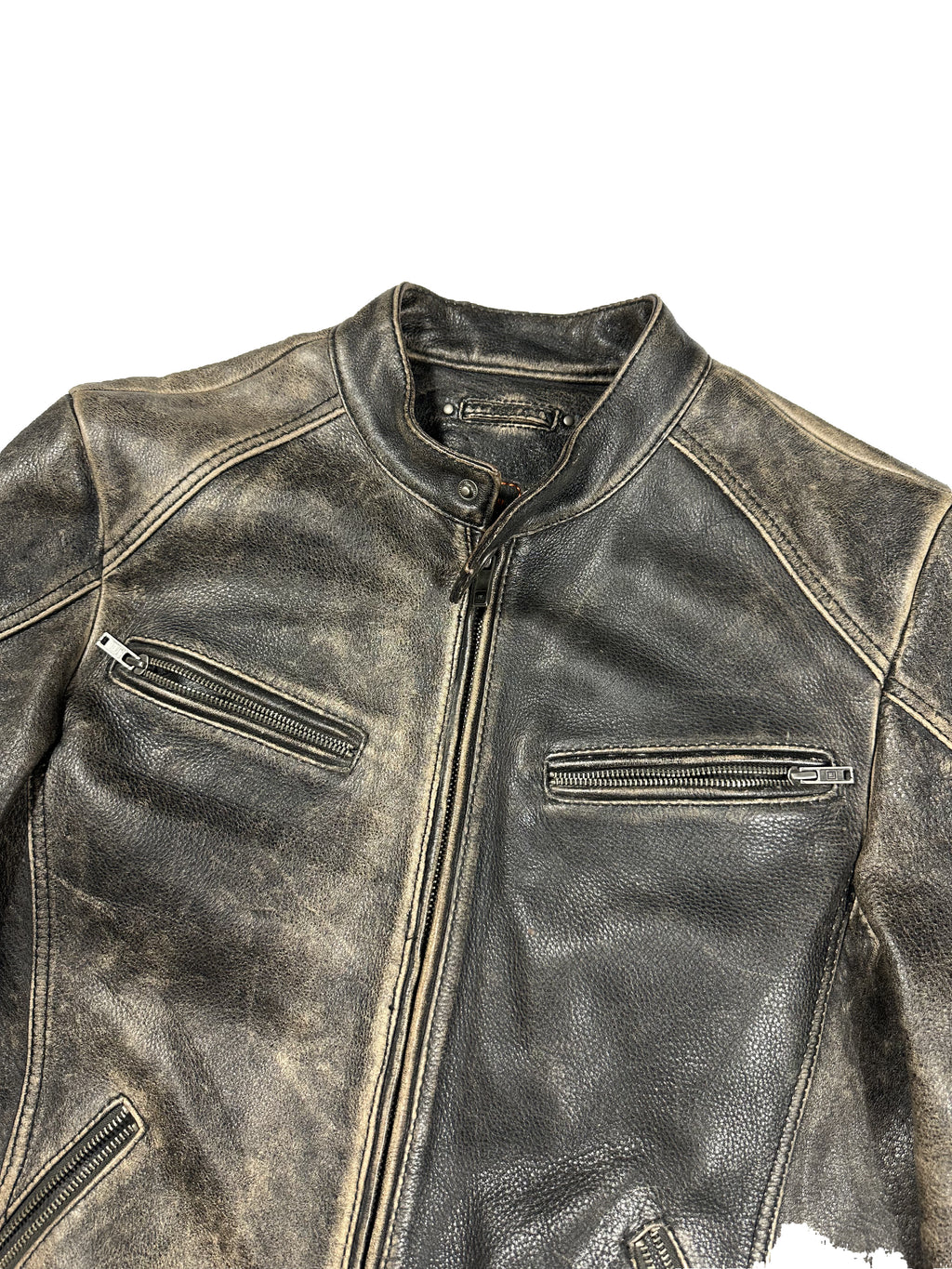 LEATHER BIKER JACKET SIZE/M