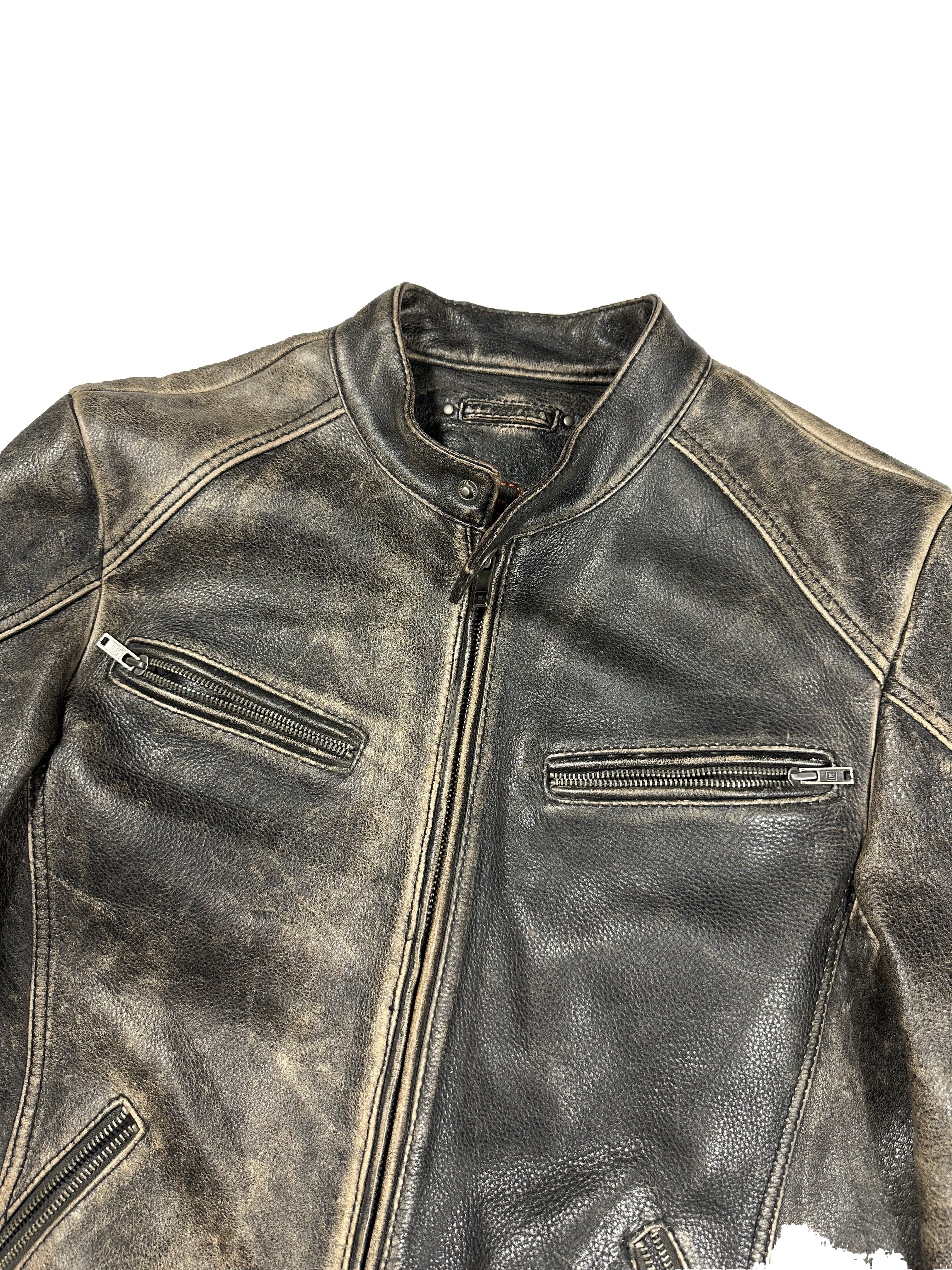 LEATHER BIKER JACKET SIZE/M