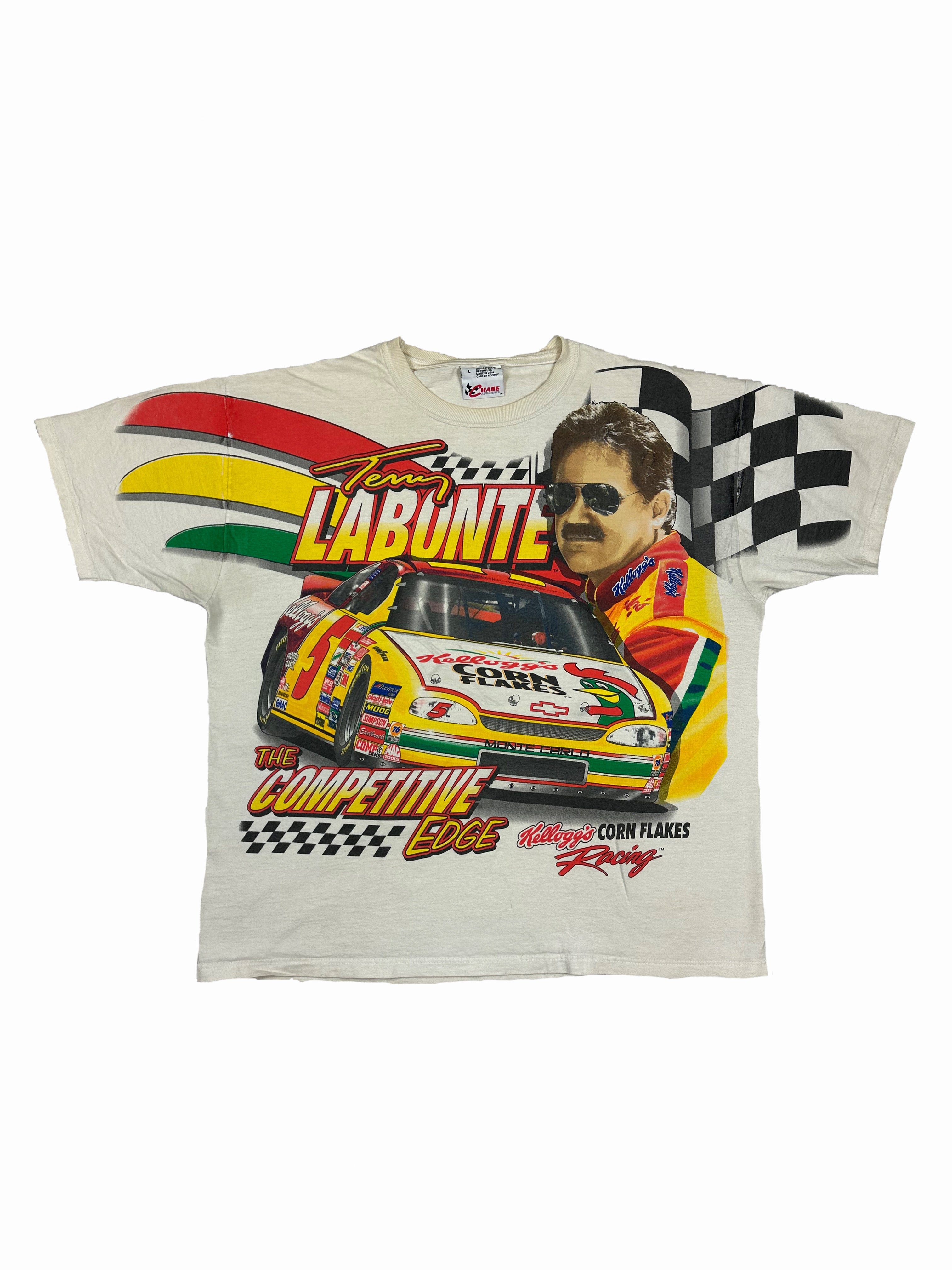 VINTAGE ALL OVER PRINT NASCAR T SHIRT SIZE MEDIUM