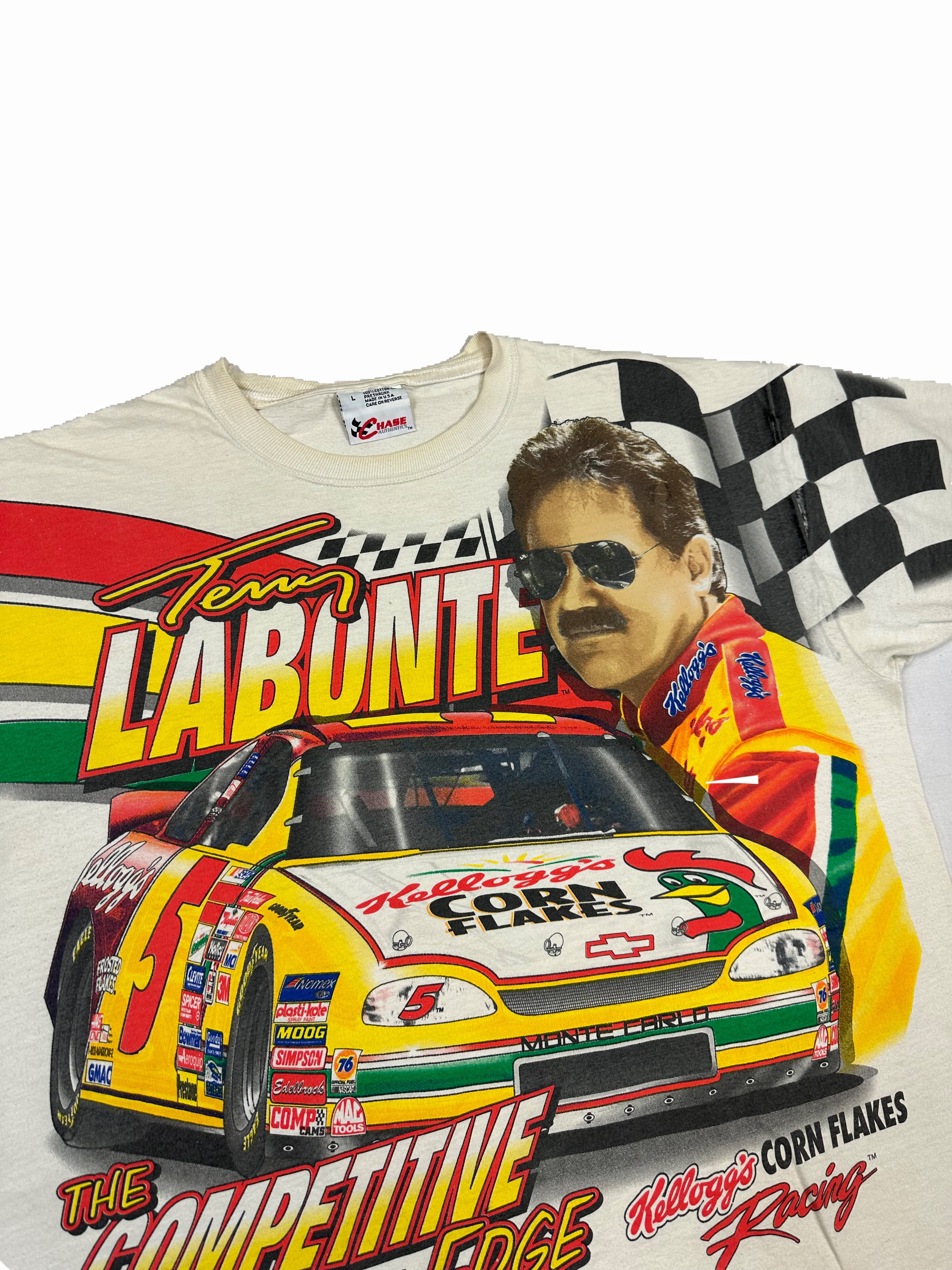 VINTAGE ALL OVER PRINT NASCAR T SHIRT SIZE MEDIUM