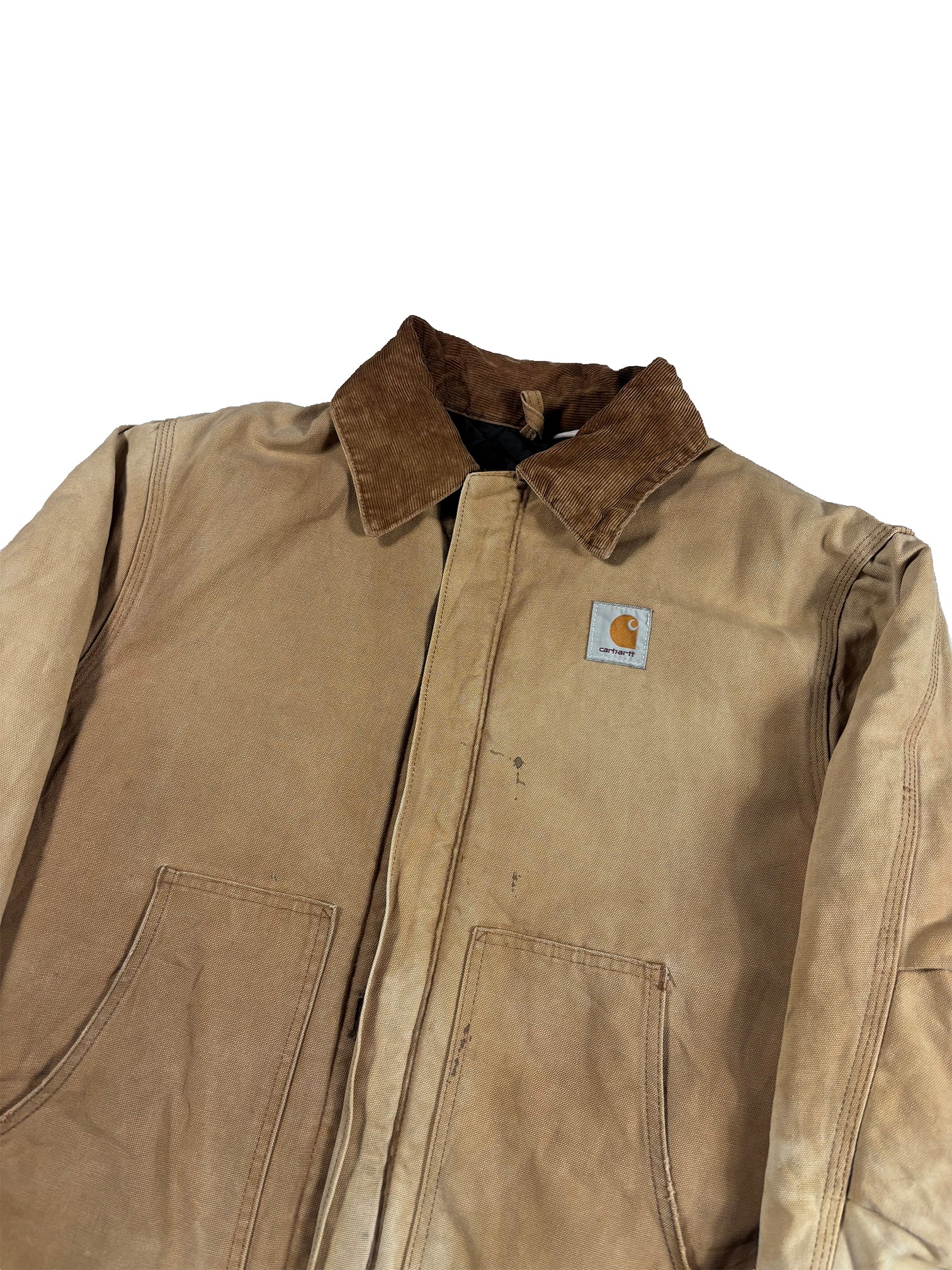VINTAGE FADED BEIGE CARHARTT INSULATED DETROIT JACKET SIZE LARGE