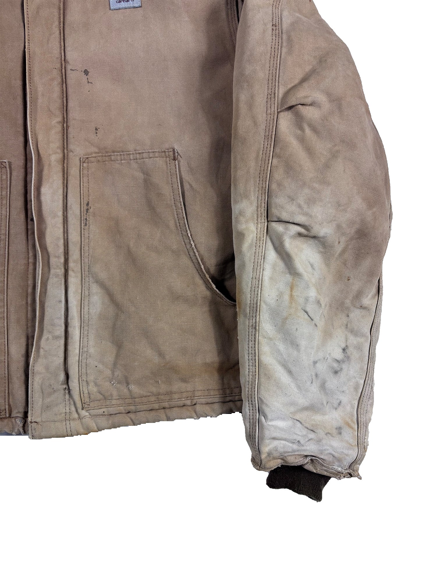 VINTAGE FADED BEIGE CARHARTT INSULATED DETROIT JACKET SIZE LARGE