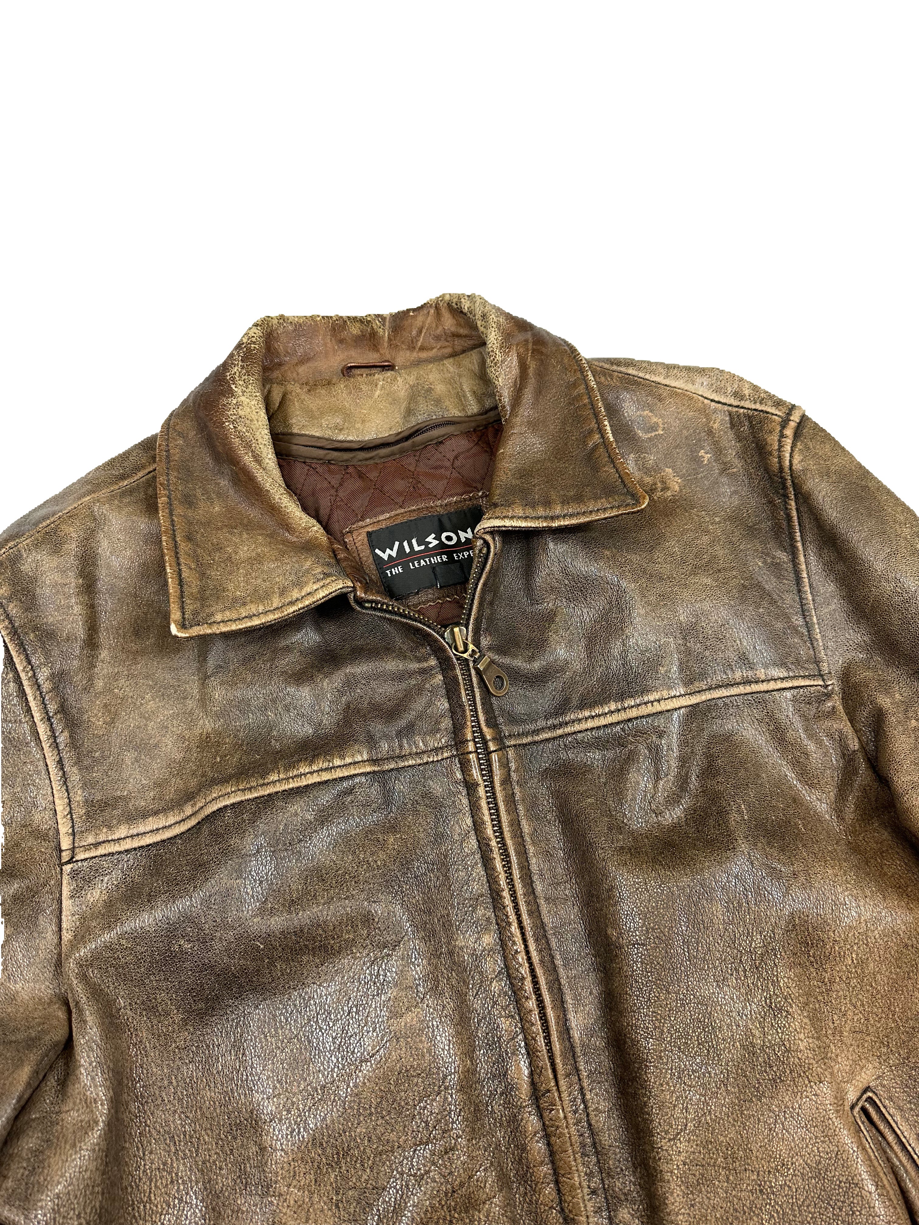 VINTAGE FADED LEATHER WILSON JACKET SIZE LARGE