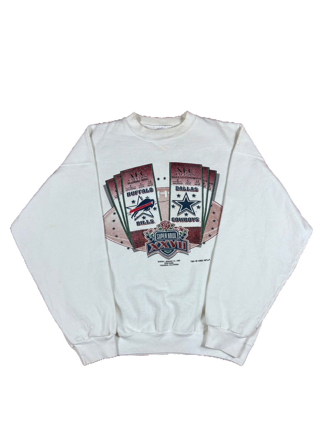 VINTAGE WHITE 1993 SUPERBOWL CREWNECK SIZE XL