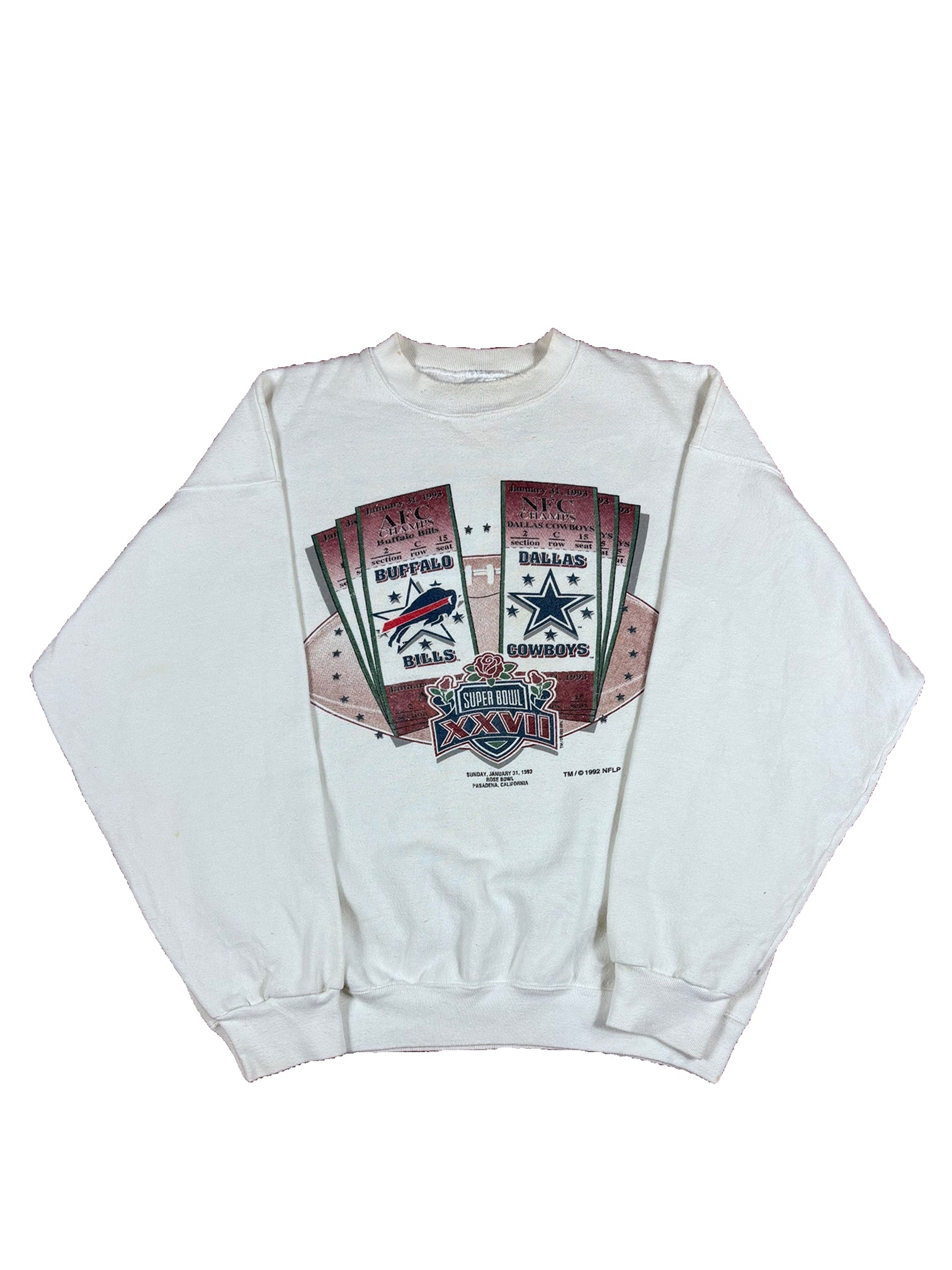 VINTAGE WHITE 1993 SUPERBOWL CREWNECK SIZE XL