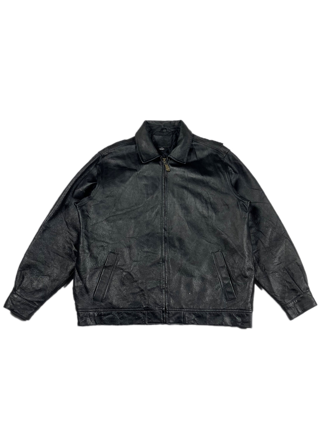 VINTAGE BLACK LEATHER JACKET SIZE LARGE