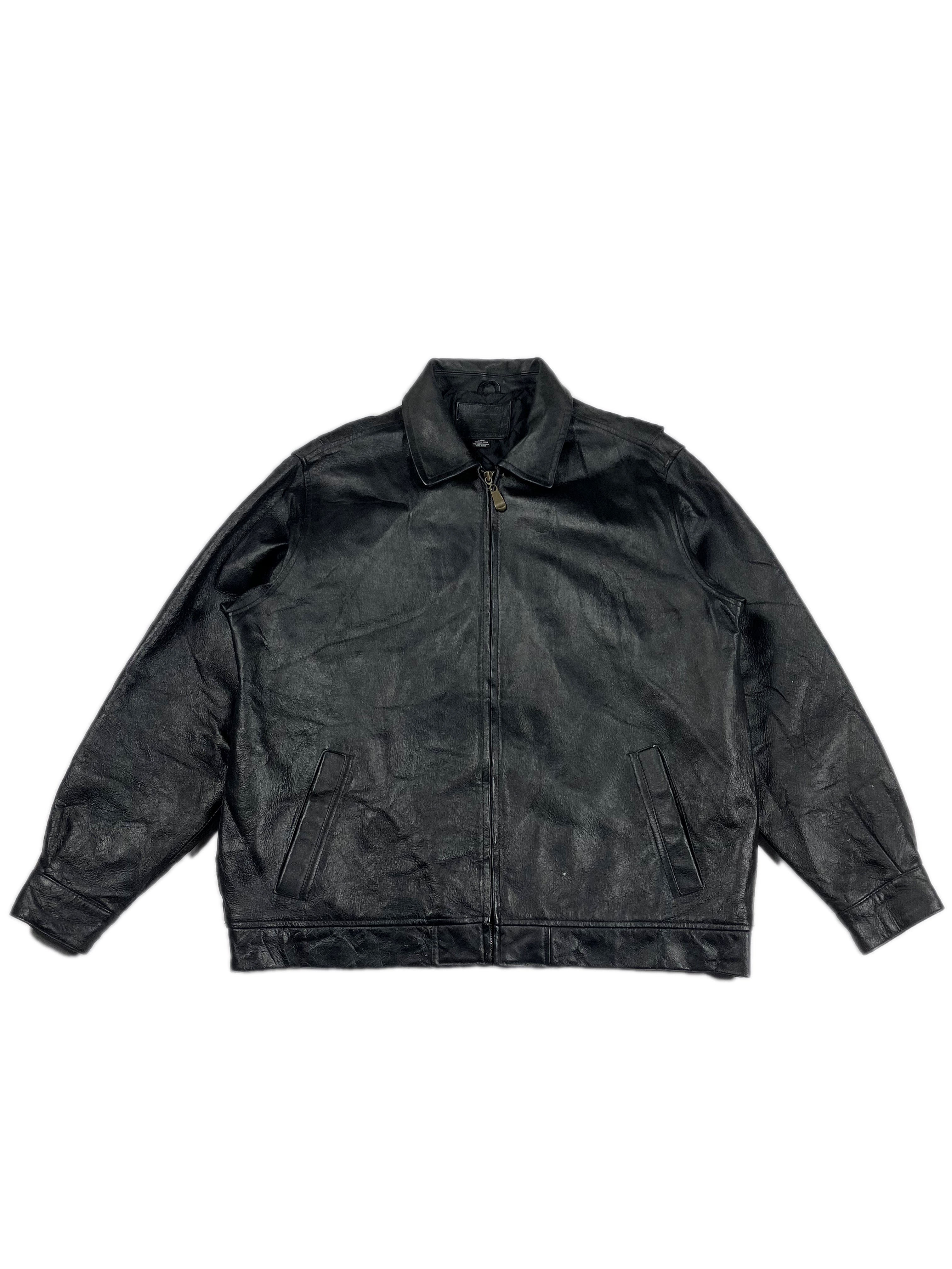 VINTAGE BLACK LEATHER JACKET SIZE LARGE