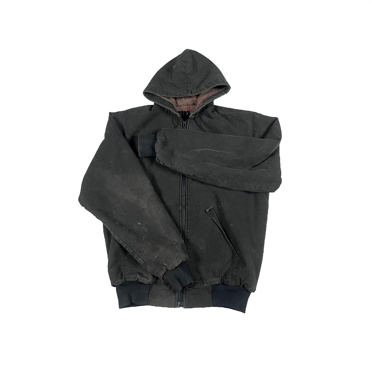VINTAGE FADED BLACK WORK JACKET SIZE MEDIUM