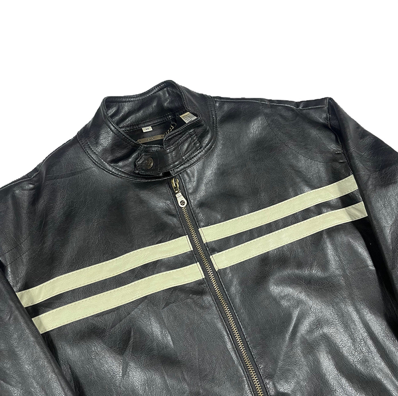 VINTAGE BLACK LEATHER BIKER JACKET SIZE MEDIUM