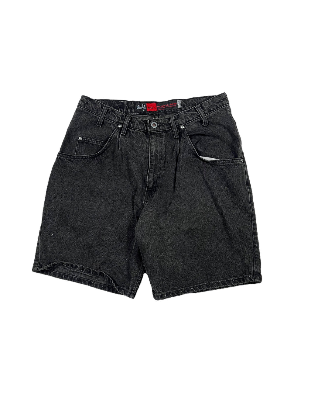 VINTAGE BLACK LEVIS SILVER TAB JORTS W/34
