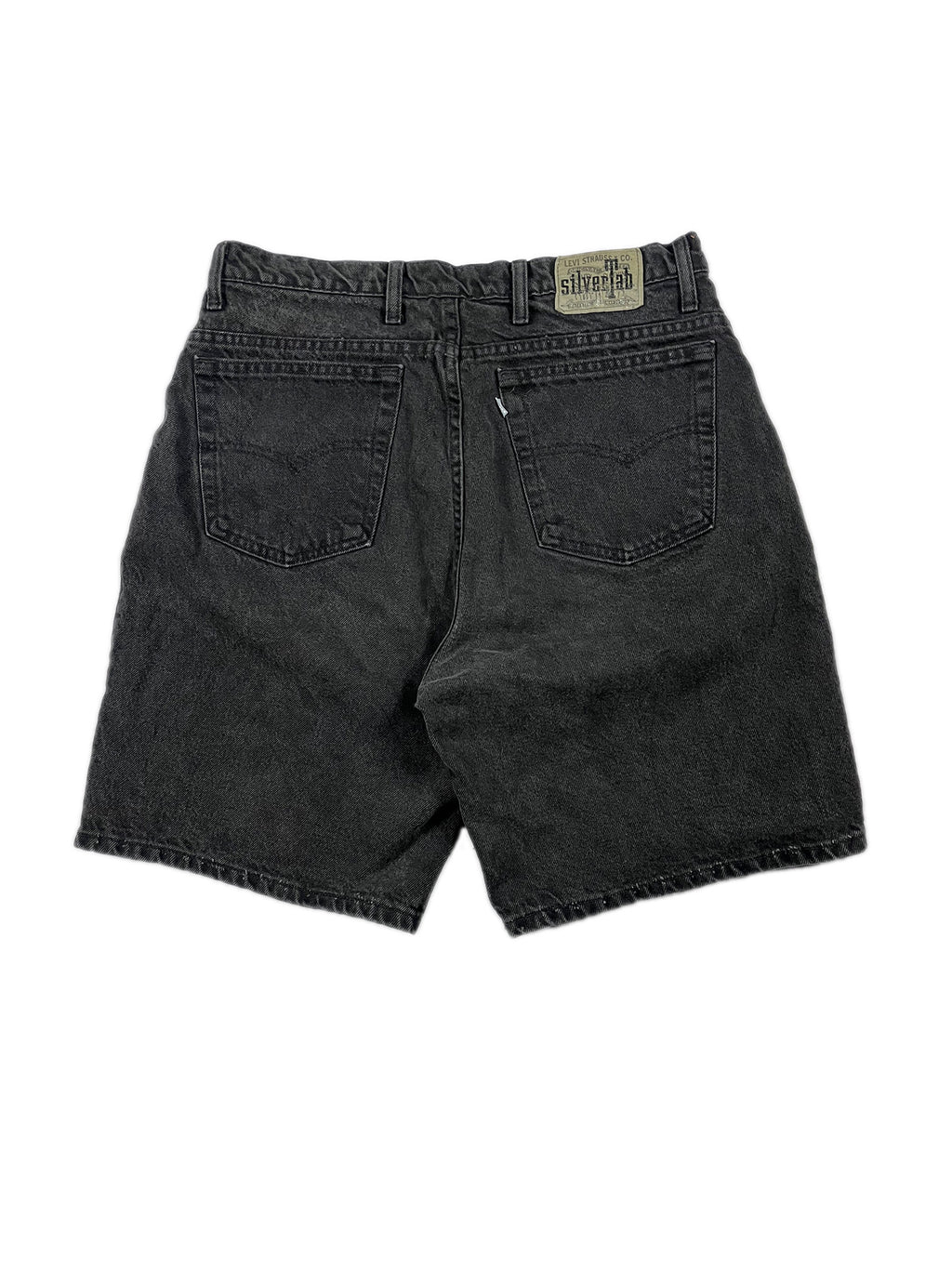 VINTAGE BLACK LEVIS SILVER TAB JORTS W/34