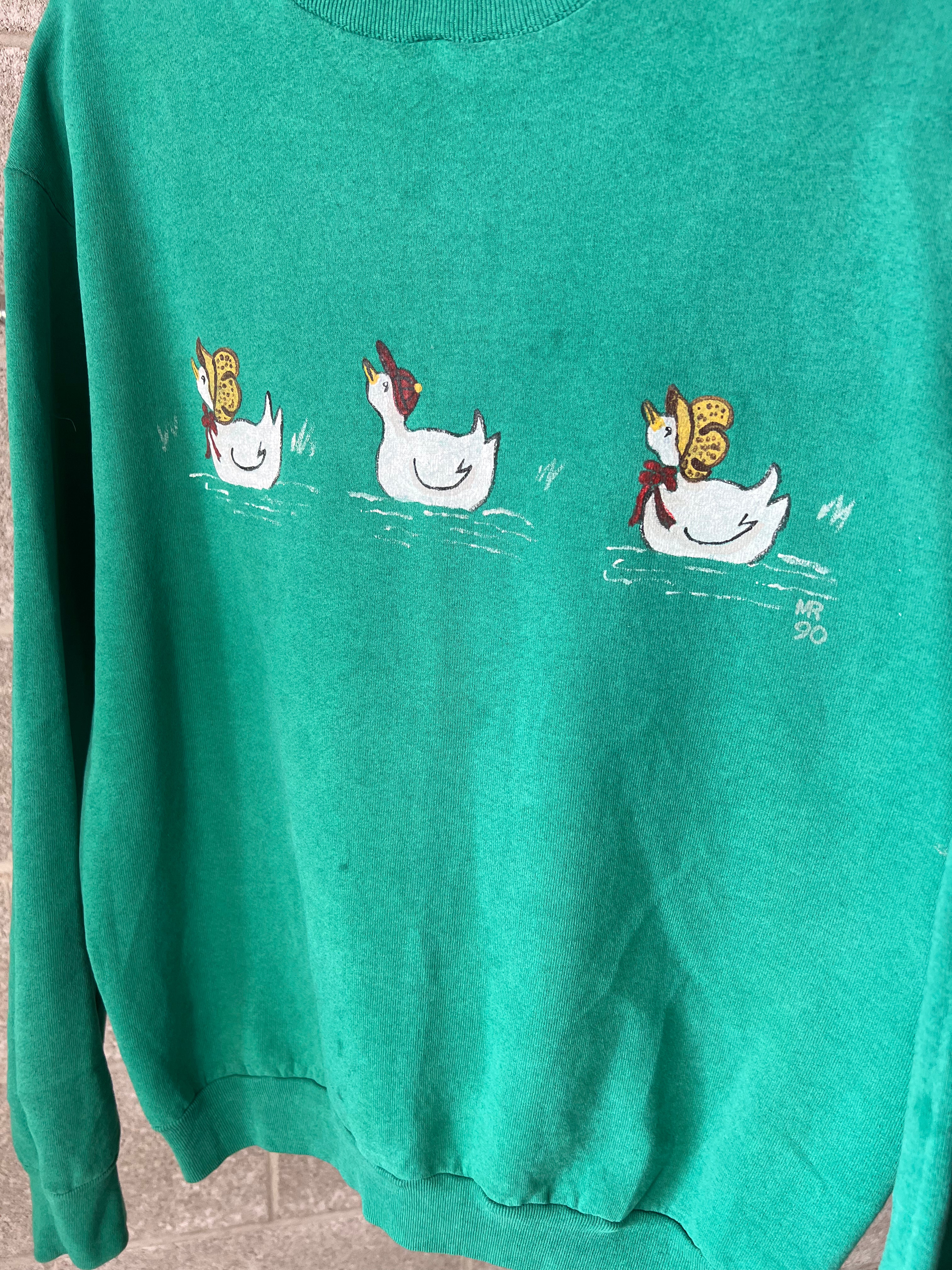 1990 HAND PAINTED DUCK CREWNECK - SIZE/L