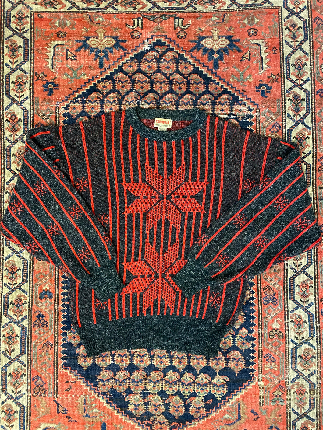 Vintage Stripped Knit Sweater - L