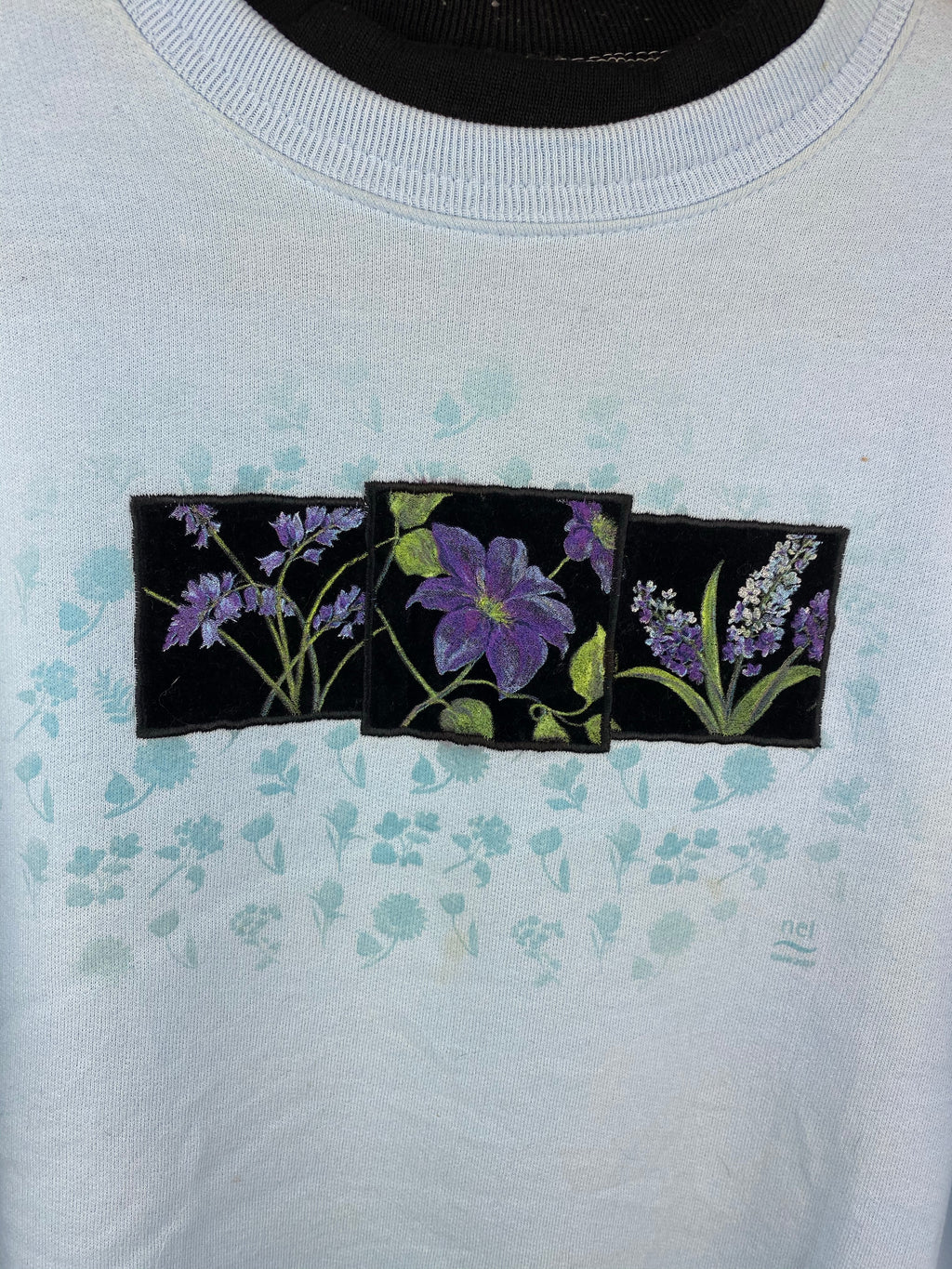 90s flower mock neck crewneck