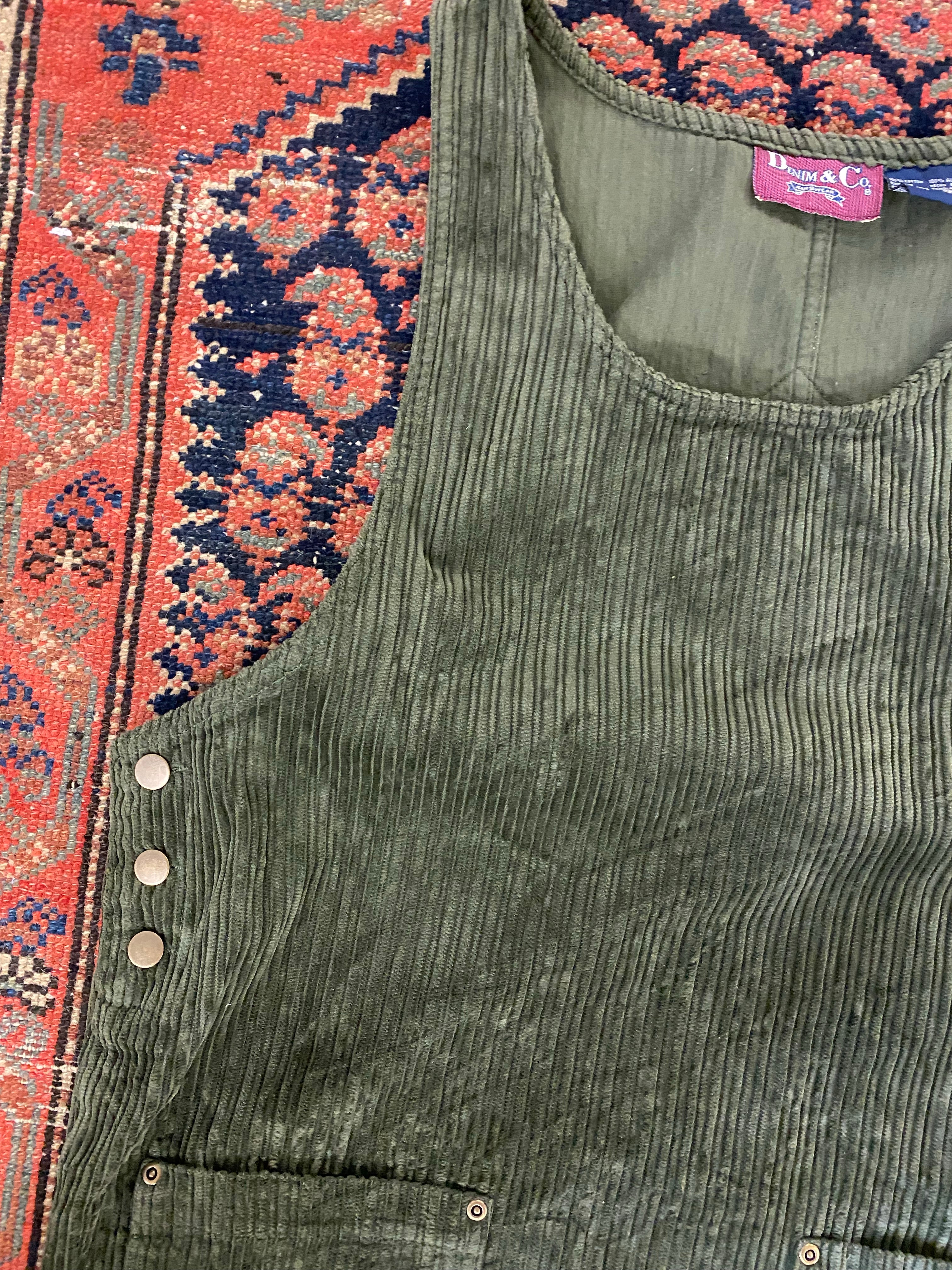 90s Green Corduroy Dress - M