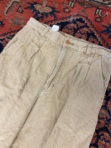 Vintage Tanned Pleated Corduroy Pants - 28in