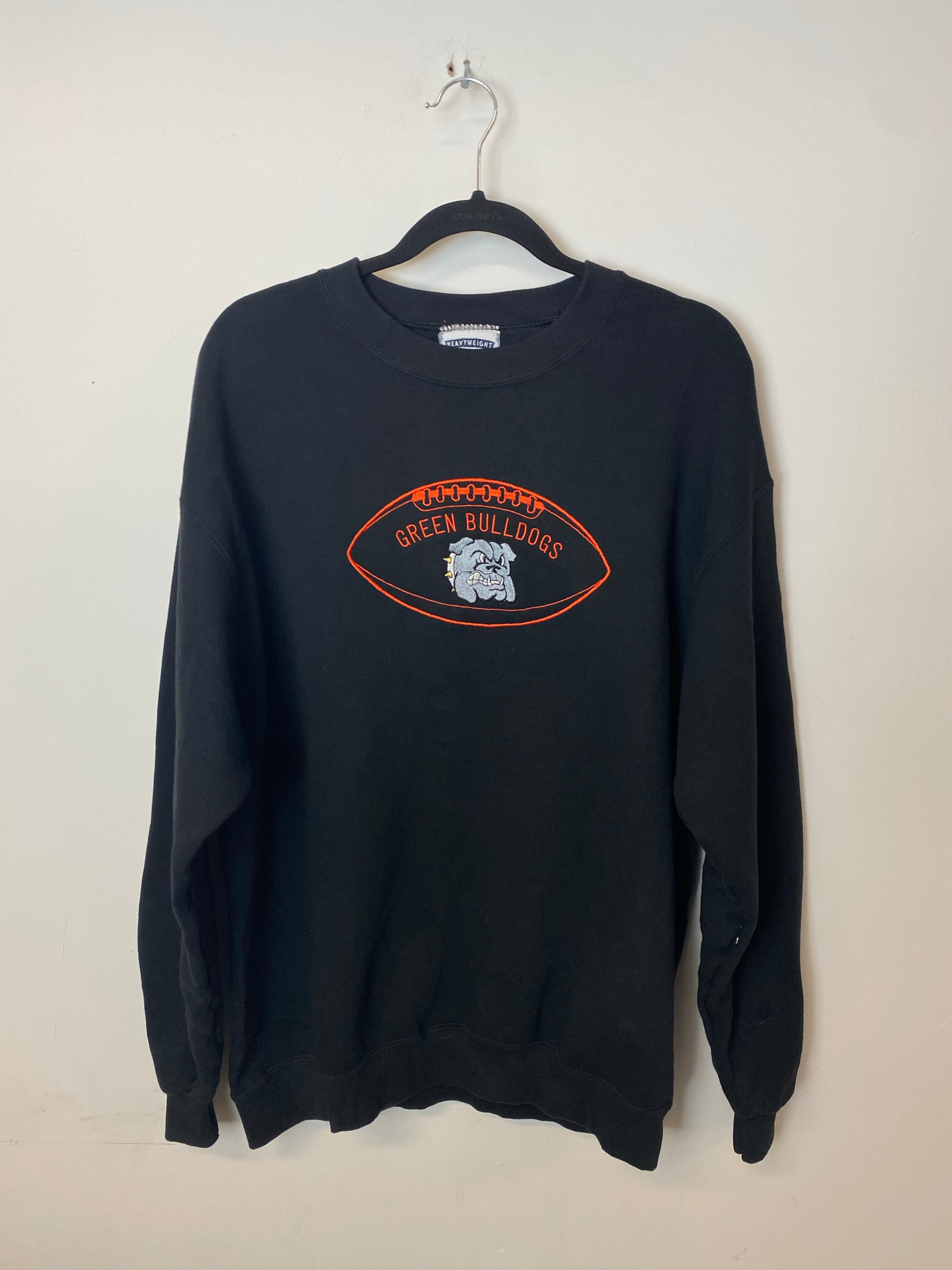 Vintage Embroidered Green Bulldogs Crewneck - L