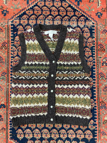 Vintage Buttoned Knitted Vest - M