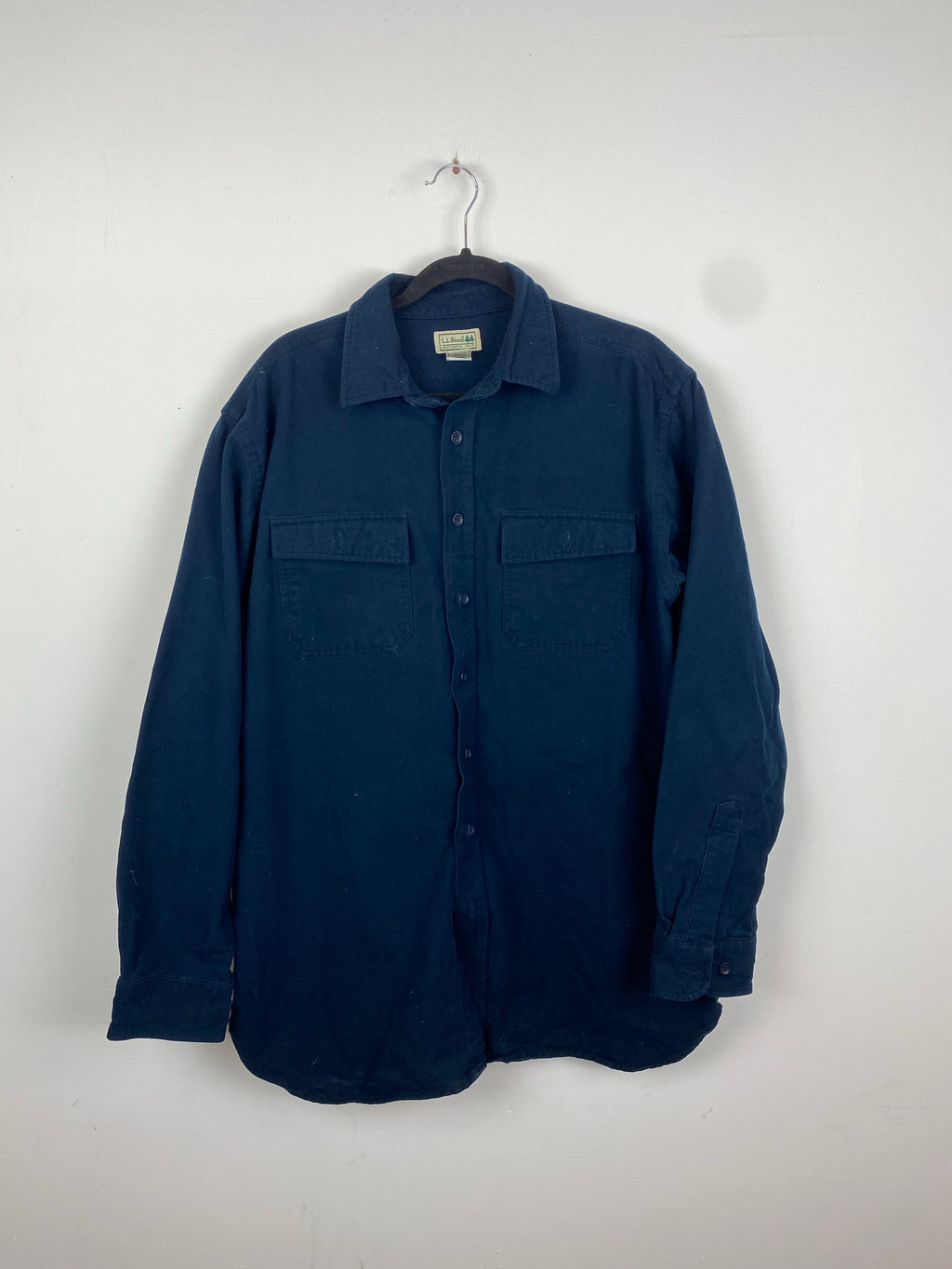 90s navy cotton LL Bean button up