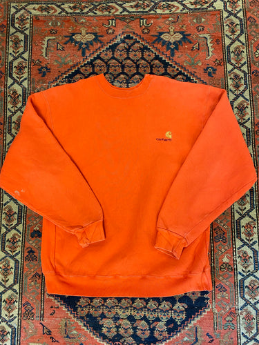 90s Light Orange Embroidered Carhartt Crewneck - XL