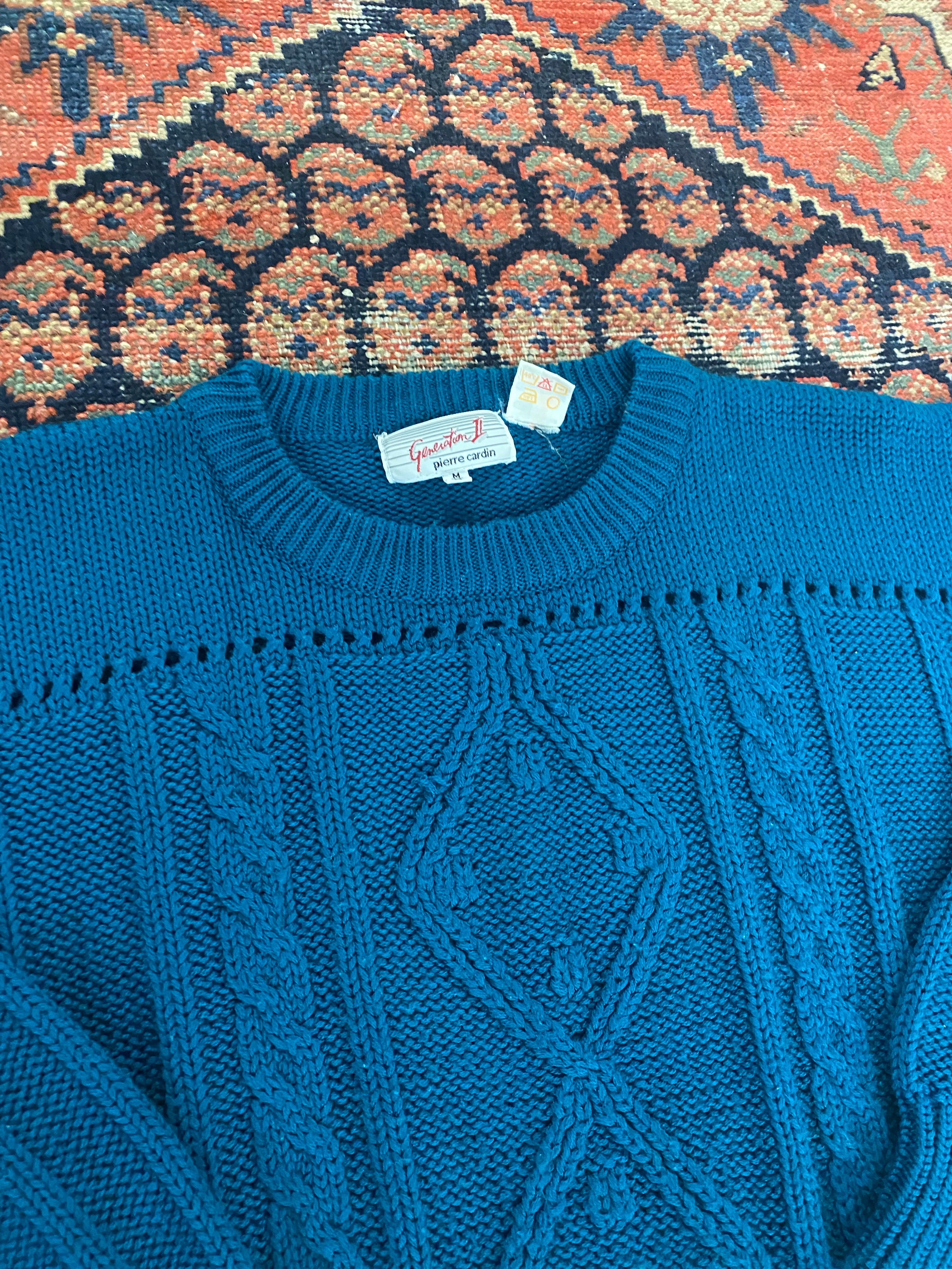 Vintage Blue Knit Sweater - M