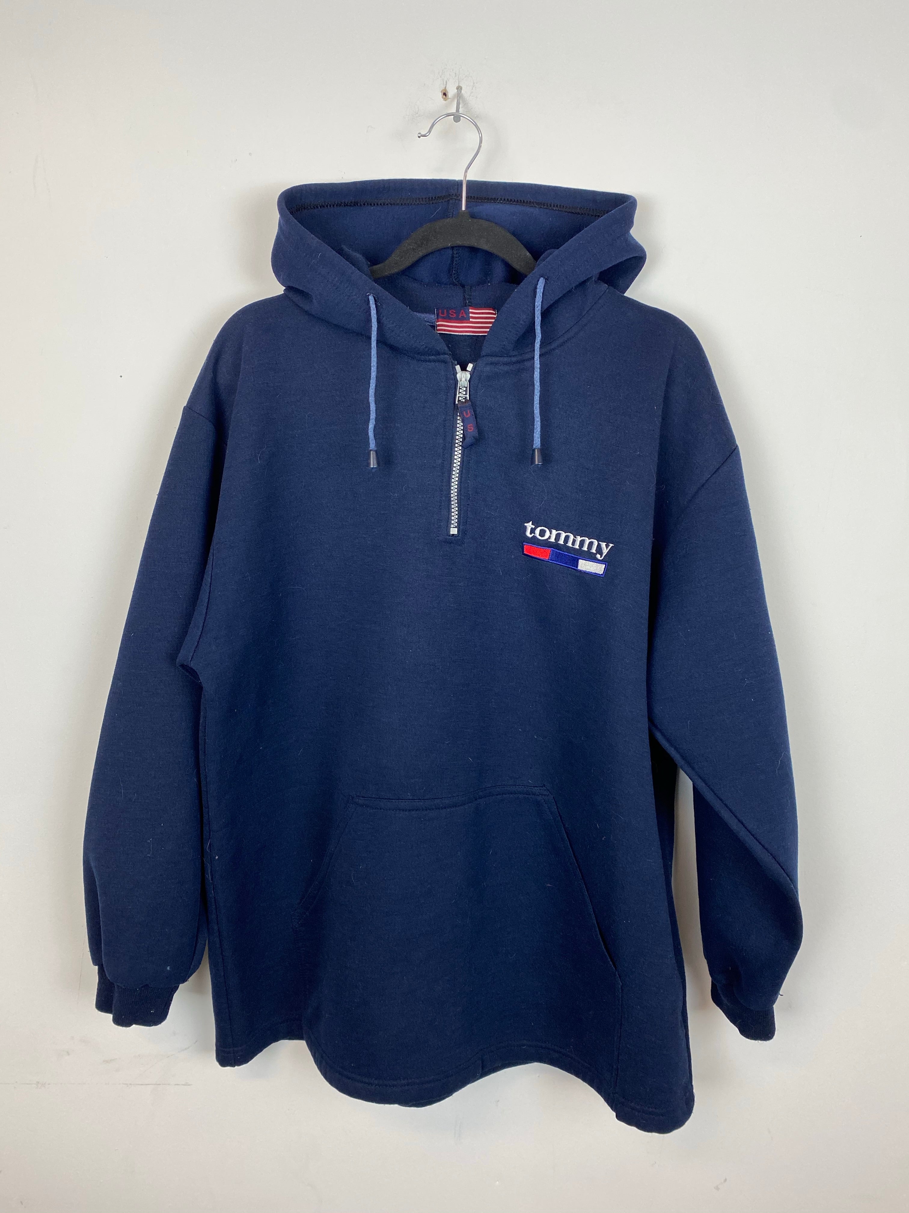 Vintage Bootleg Quarter-zip Tommy Hoodie - L