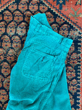 Load image into Gallery viewer, Vintage High Waisted Teal Corduroy Trousers - 25in