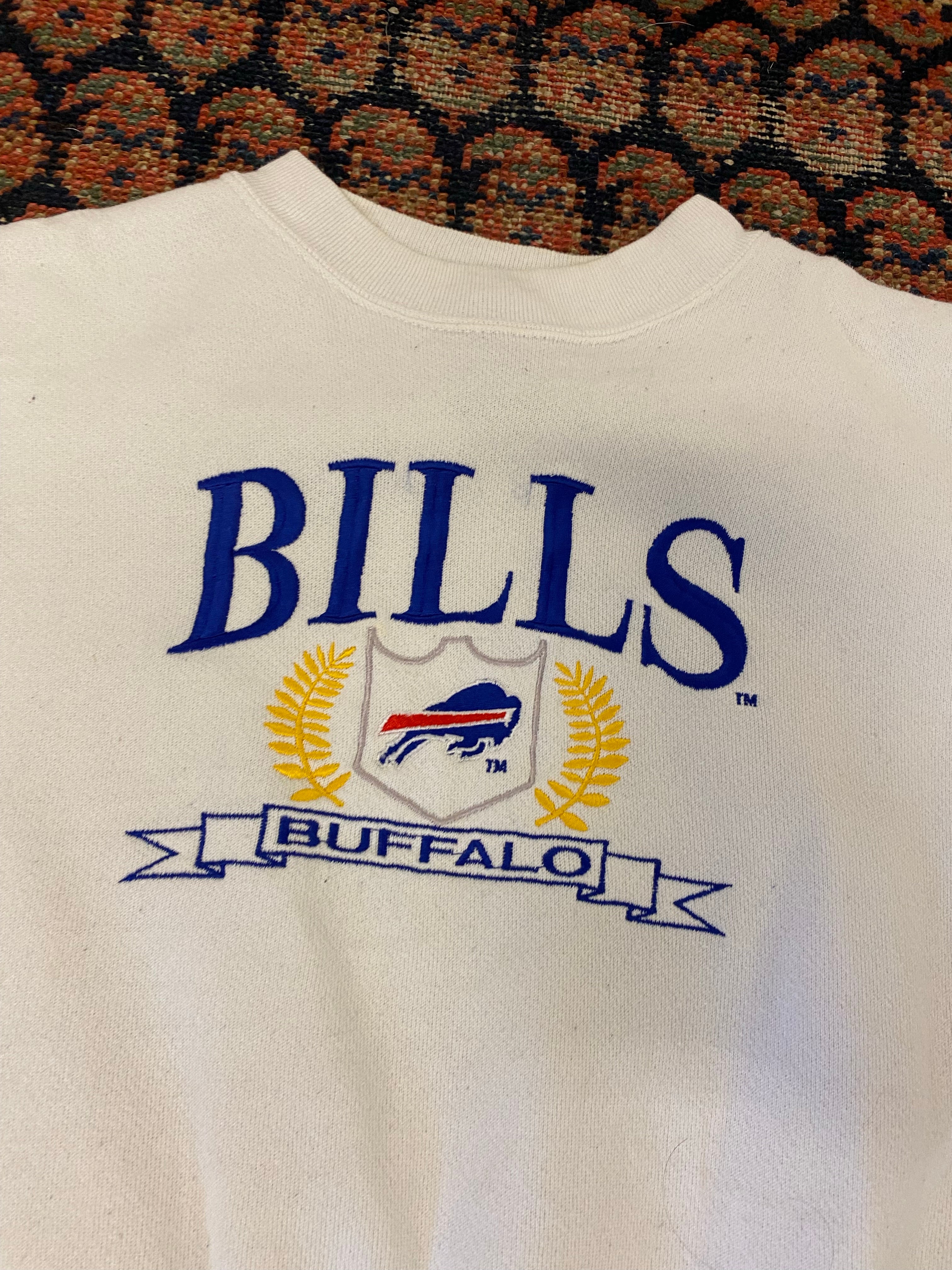 90s Embroidered Buffalo Bills Crewneck - L