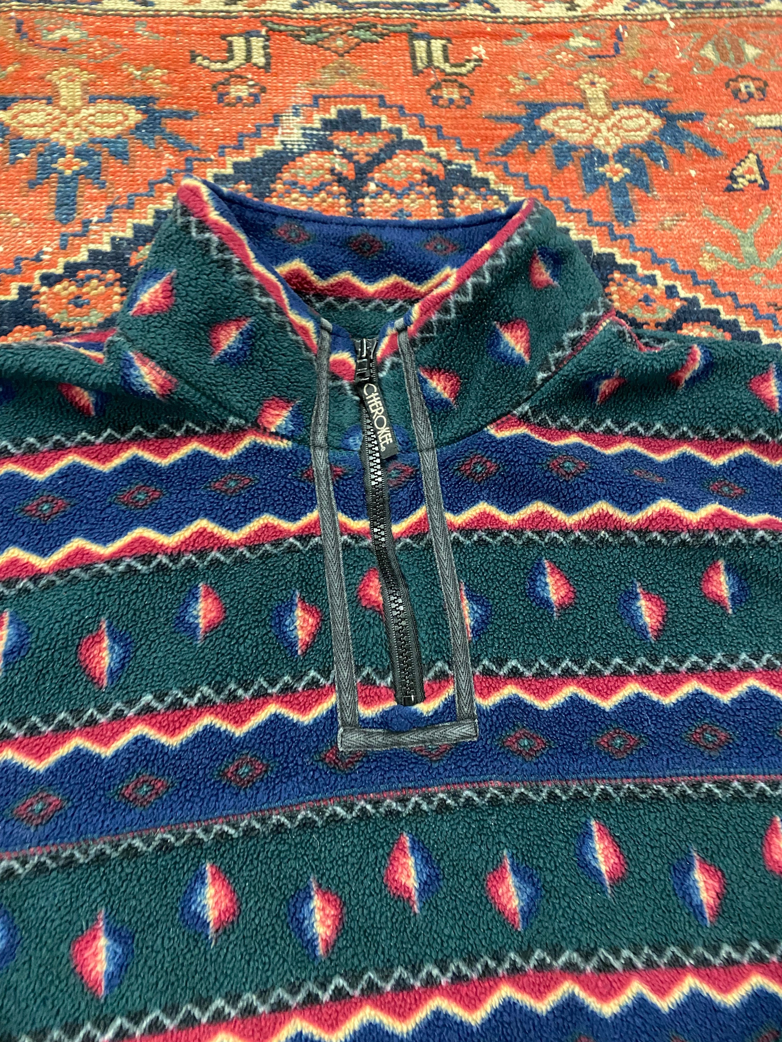 Vintage Aztec Quart-zip Fleece - L