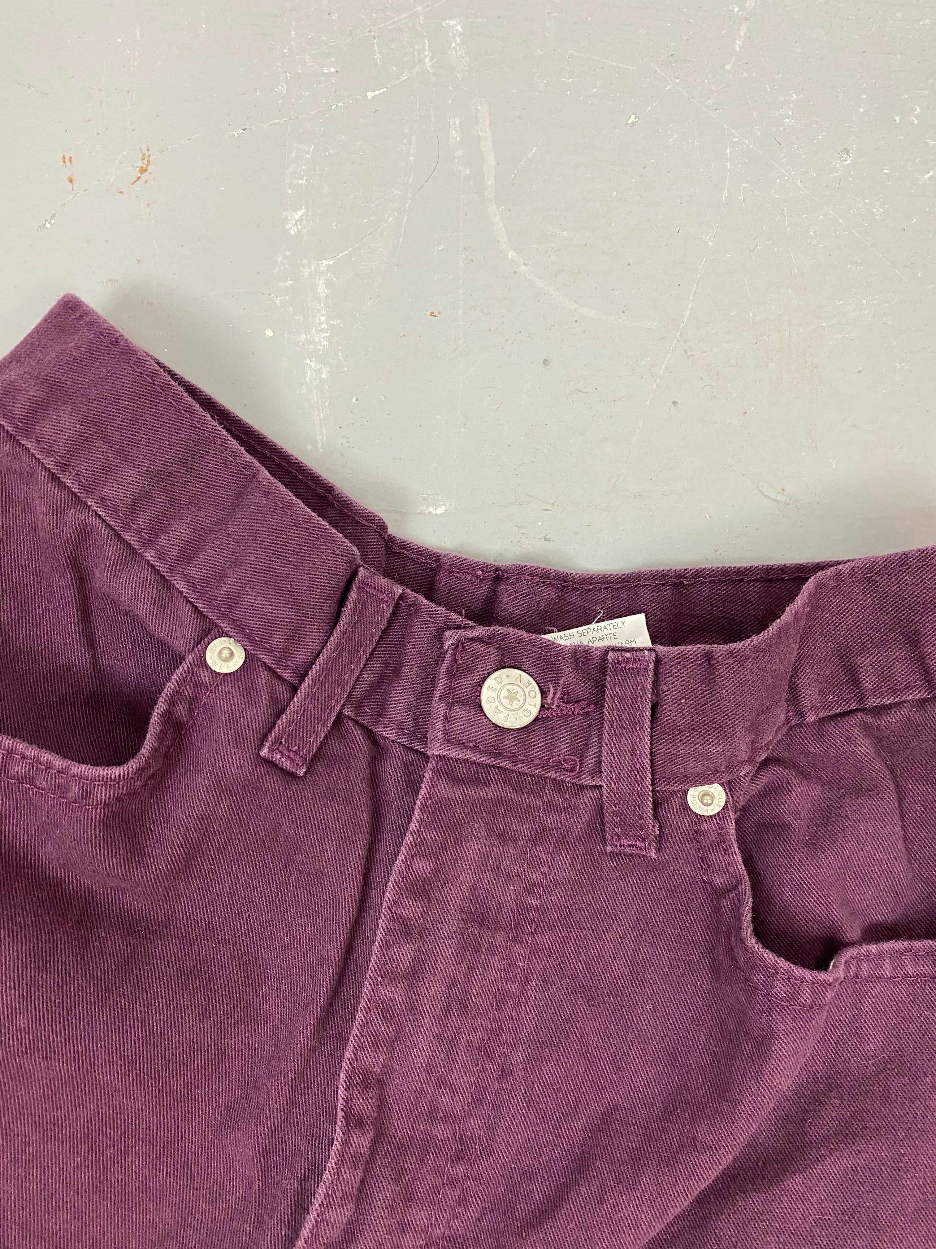 90s Burgundy High Waisted Denim Shorts - 25in