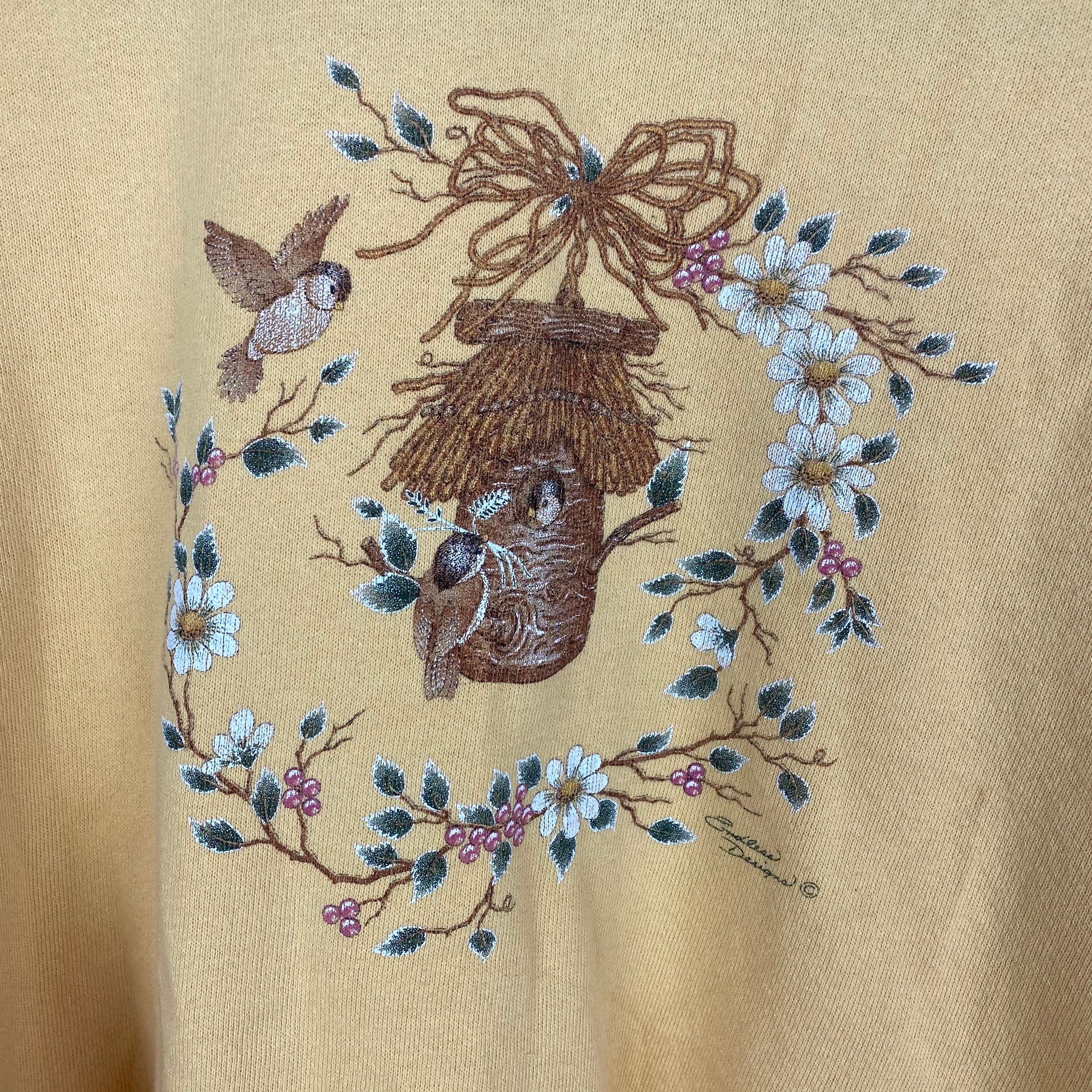 Vintage birds in a nest crewneck
