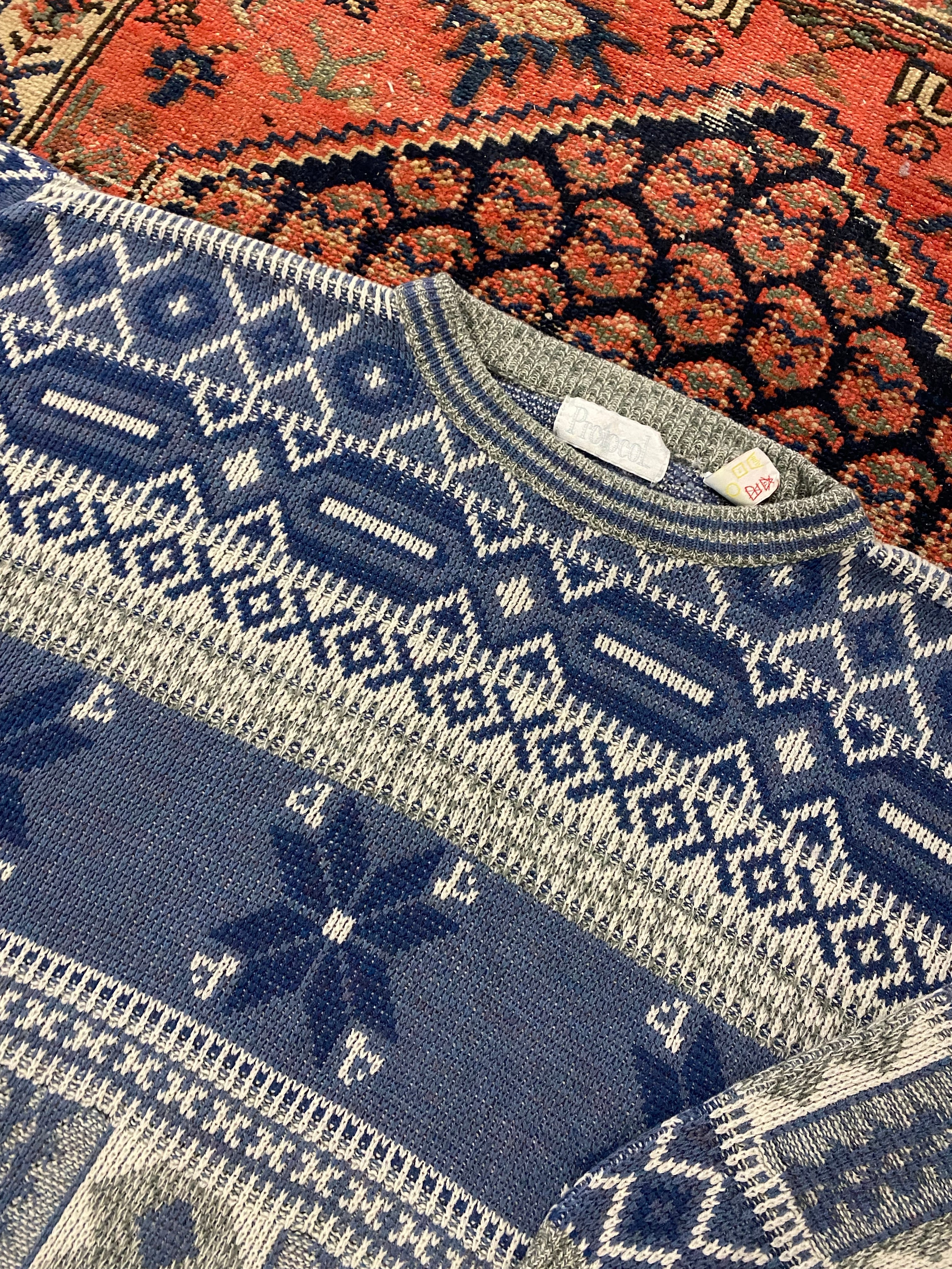 Vintage Snowflake Knit Sweater - M