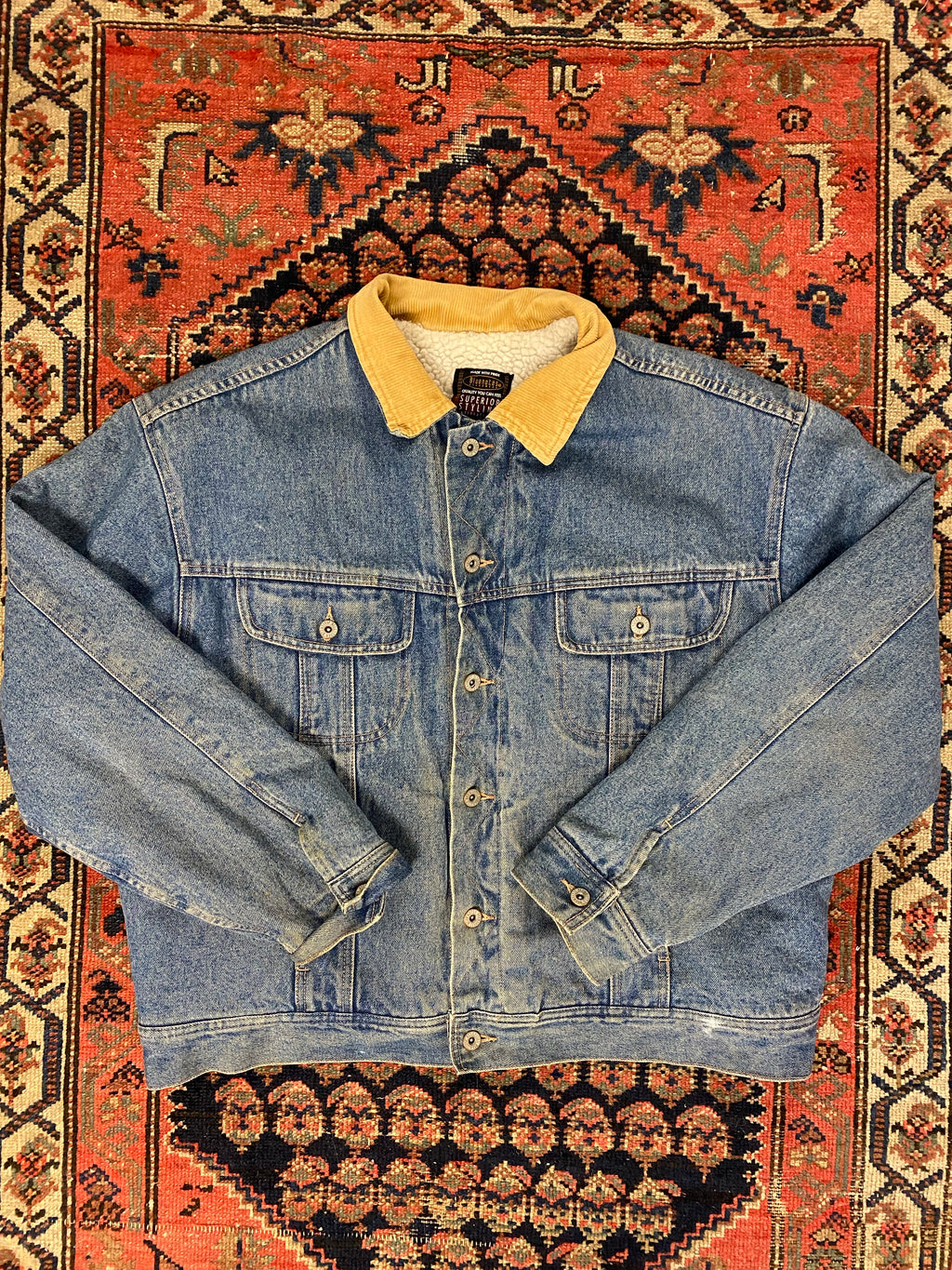 90s Sherpa Lined Blue Notes Denim Jacket - M
