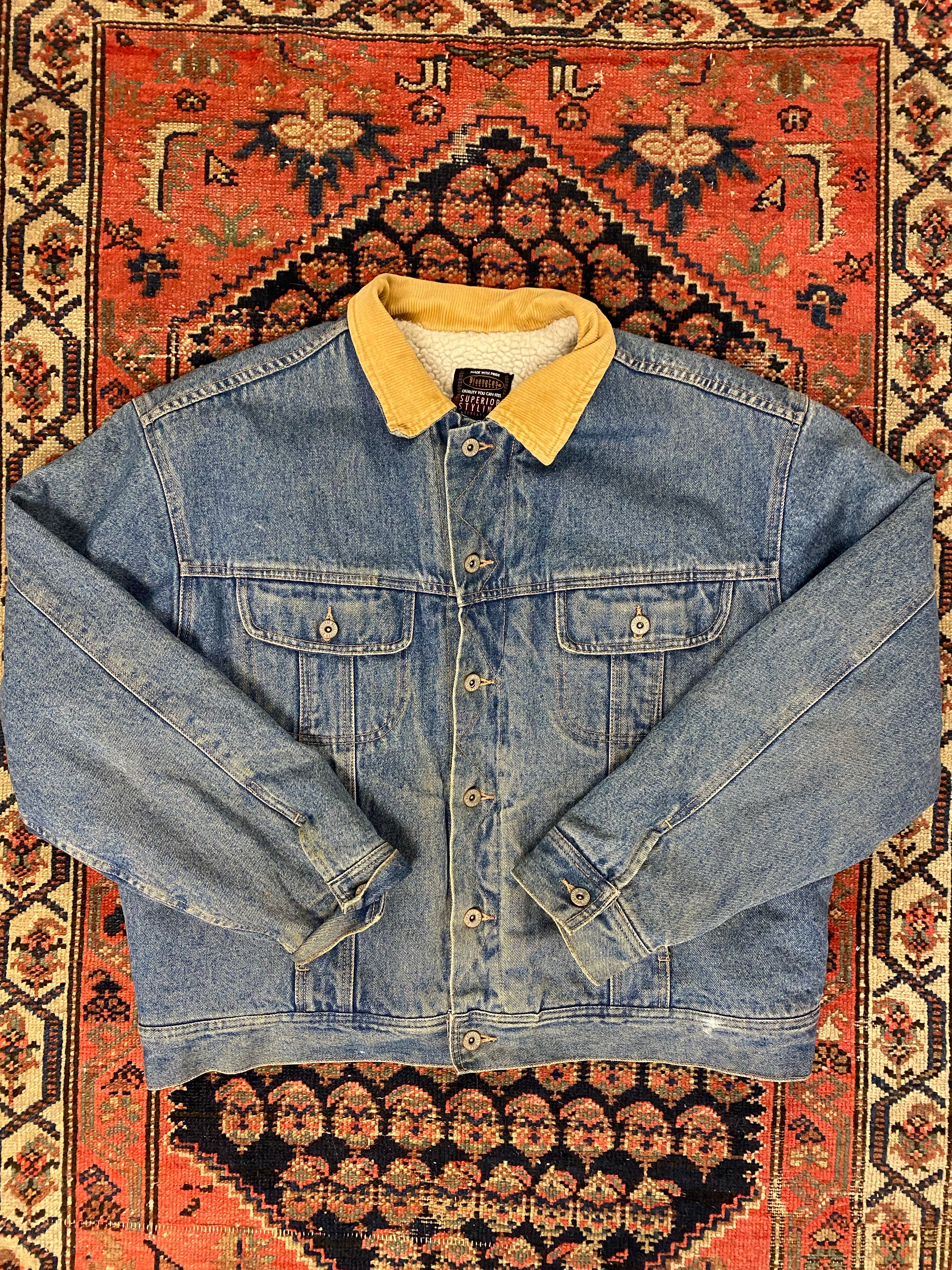 90s Sherpa Lined Blue Notes Denim Jacket - M