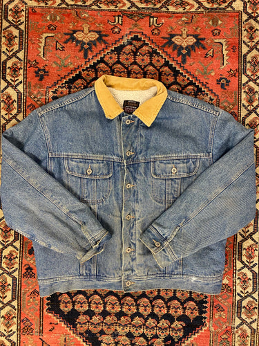 90s Sherpa Lined Blue Notes Denim Jacket - M