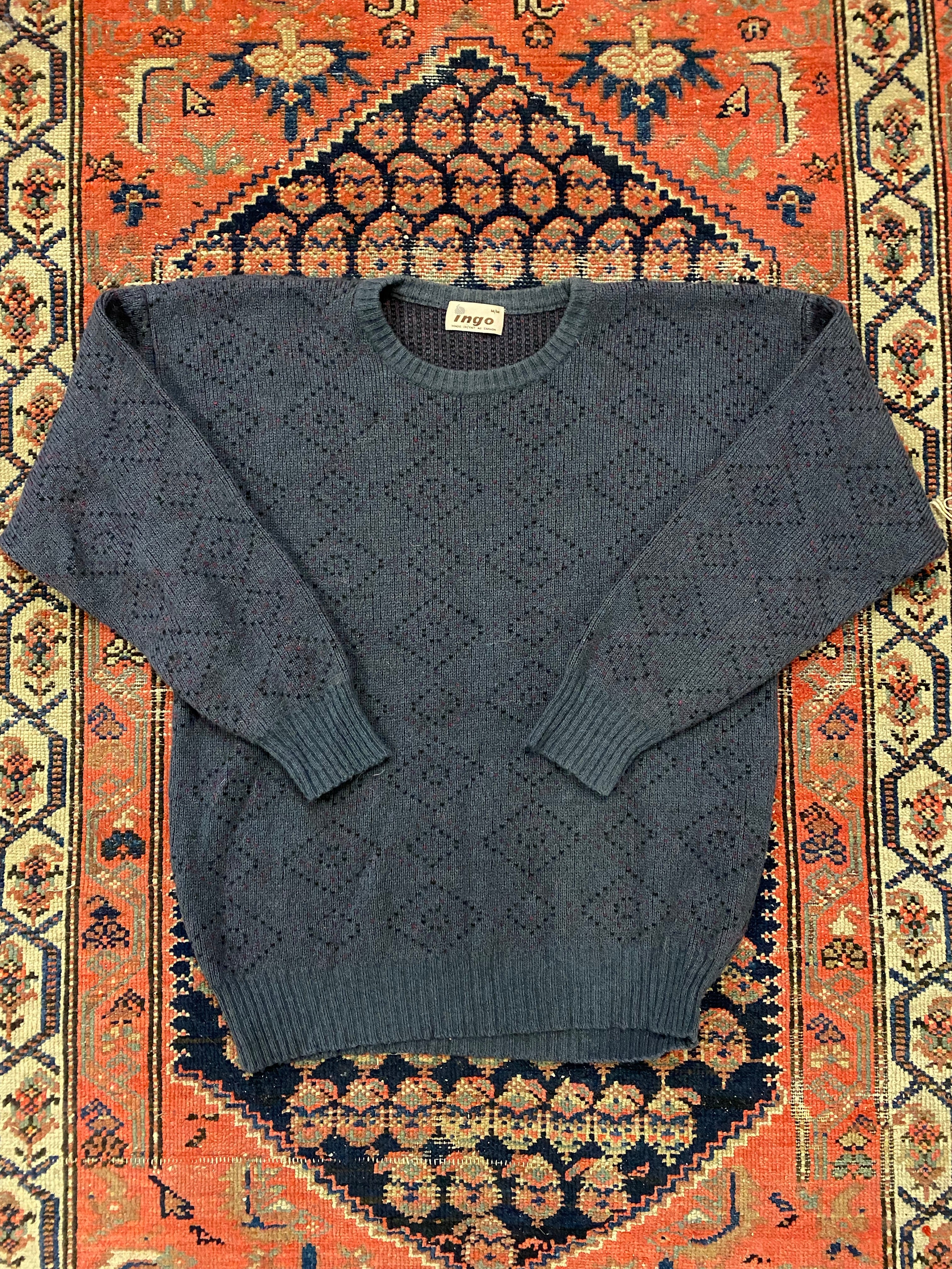 90s Patterned Knit Sweater - L