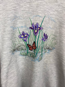 Vintage embroidered butterfly crewneck