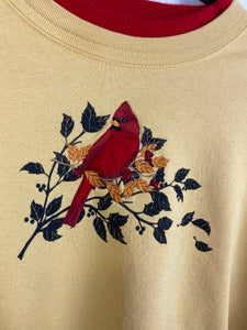Embroidered bird crewneck