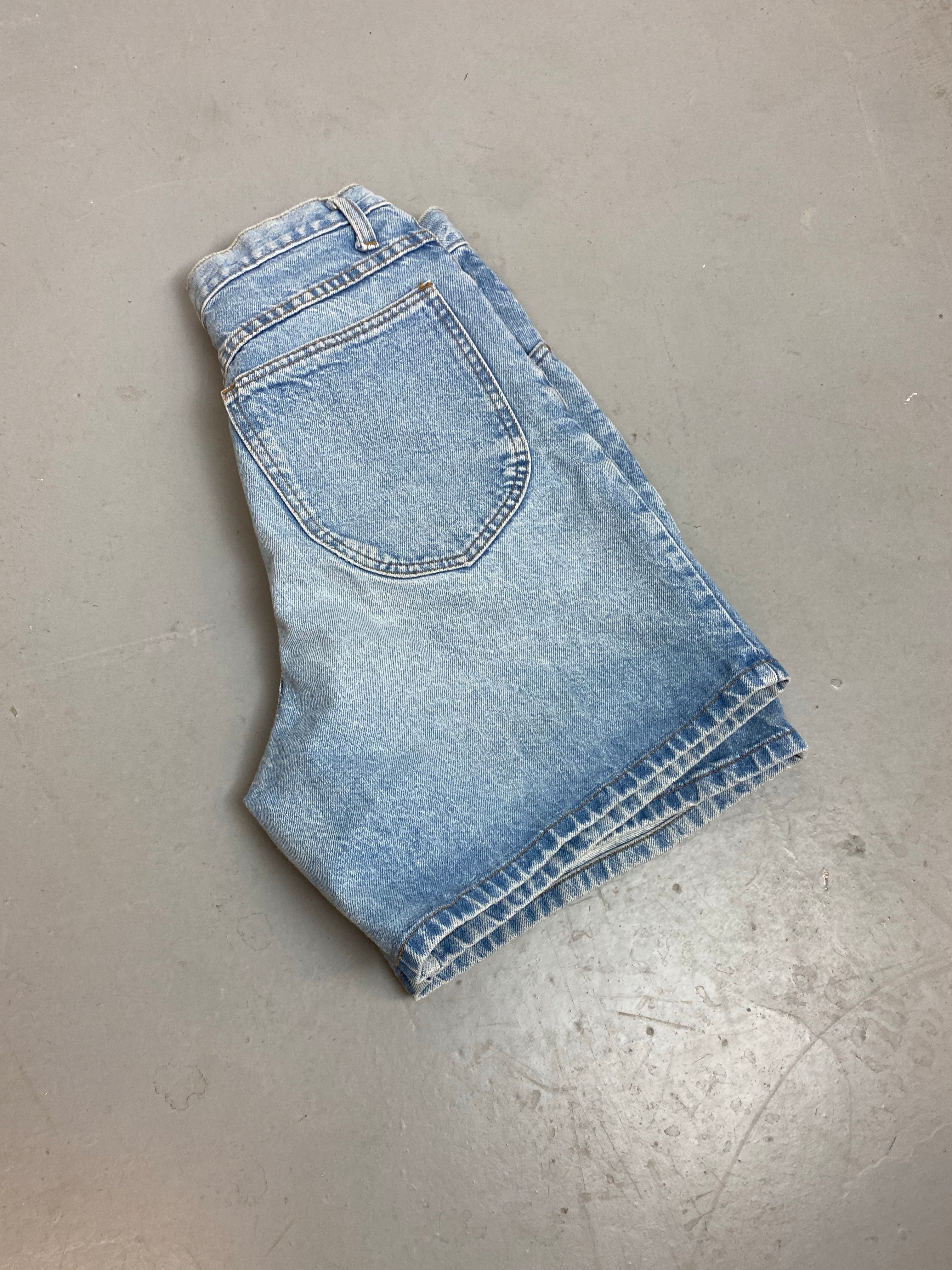 Vintage High Waisted Mixed Blues Hemmed Denim Shorts - 29in